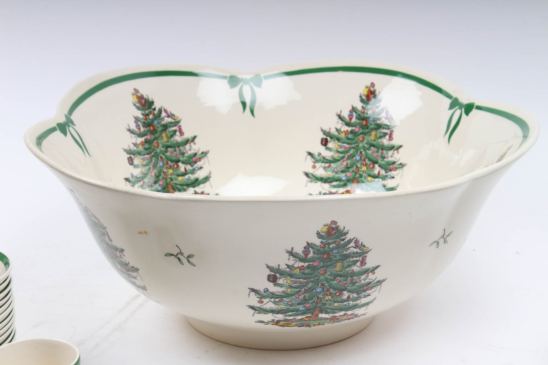 Spode "Christmas Tree" Punch Bowl and Cups
