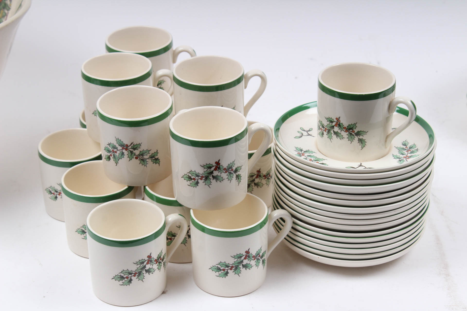 Spode "Christmas Tree" Punch Bowl and Cups