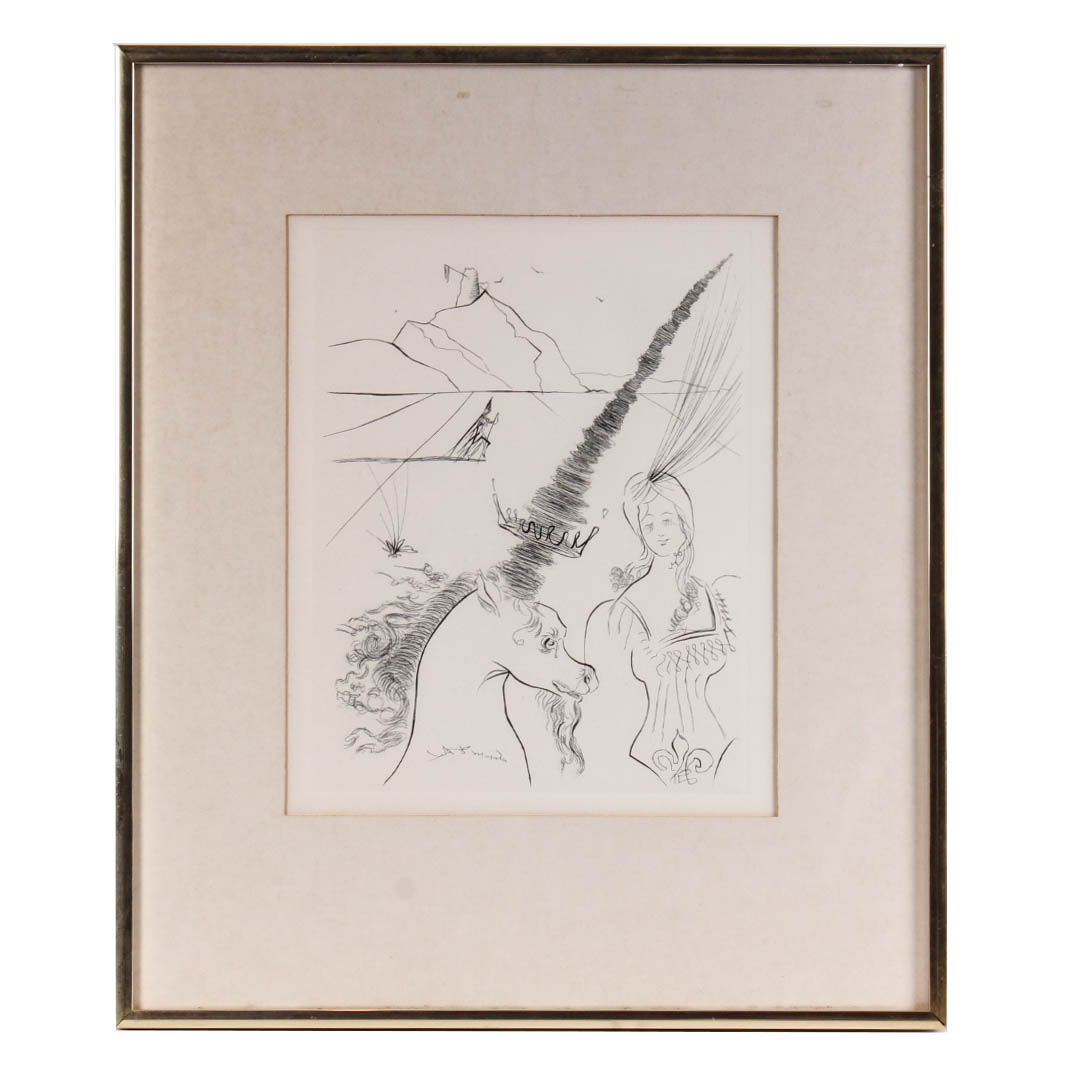 After Salvador Dali "The Lady and the Unicorn" Etching