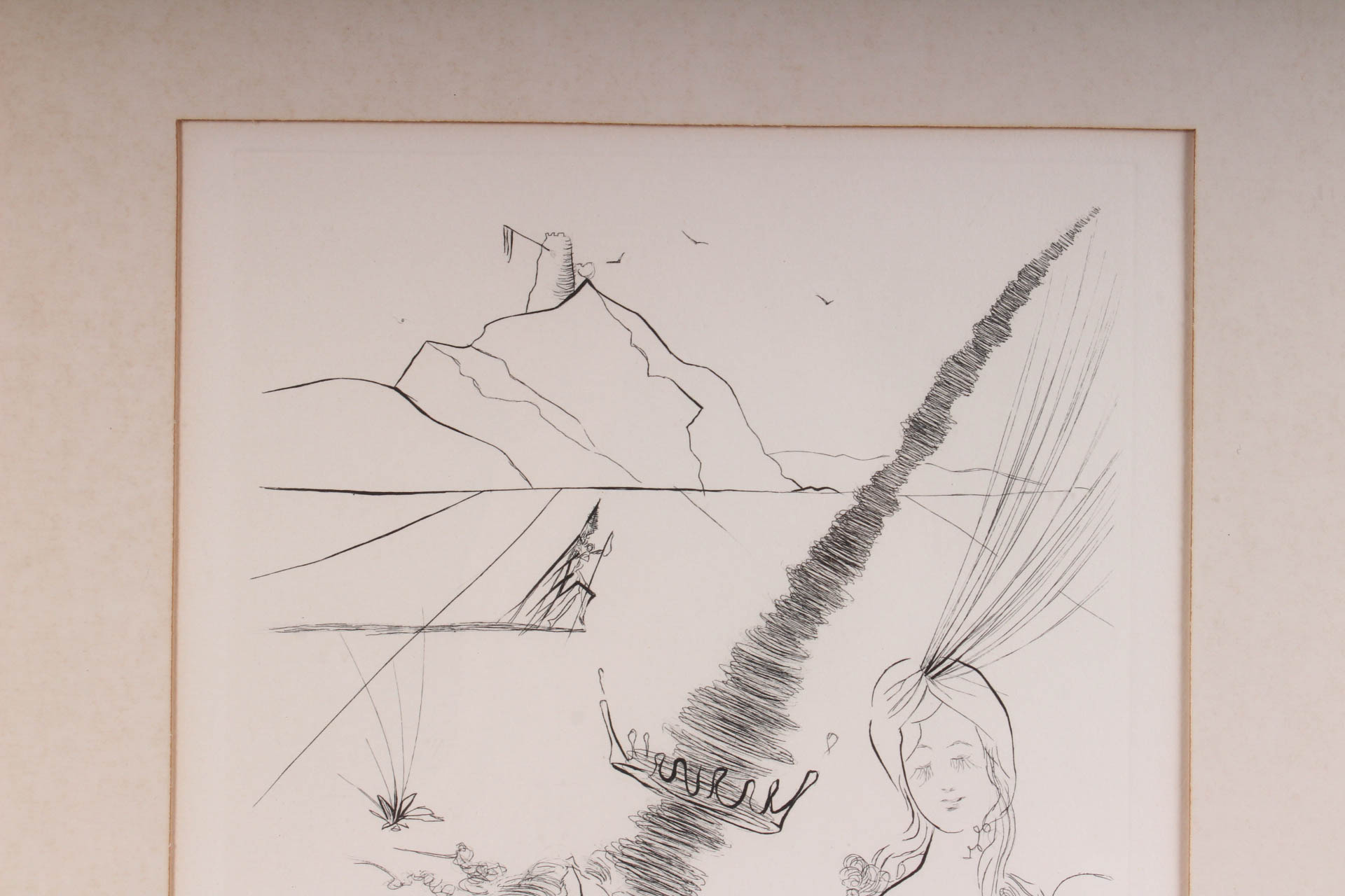 After Salvador Dali "The Lady and the Unicorn" Etching