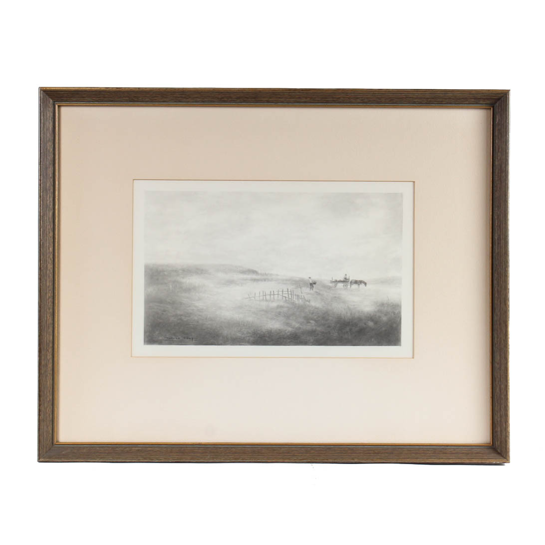 Thomas Tony Pencil Drawing "The Clam Diggers"