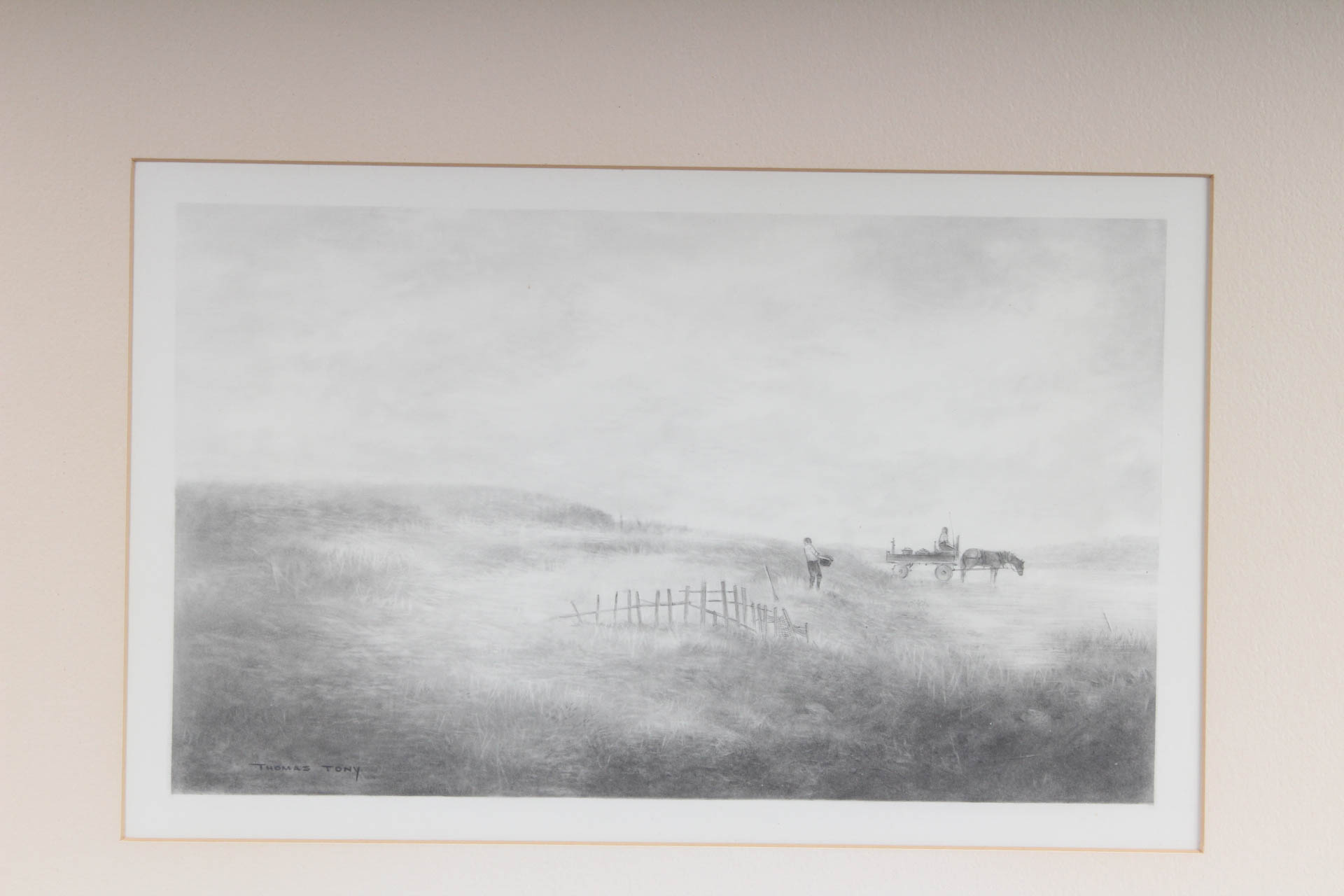 Thomas Tony Pencil Drawing "The Clam Diggers"