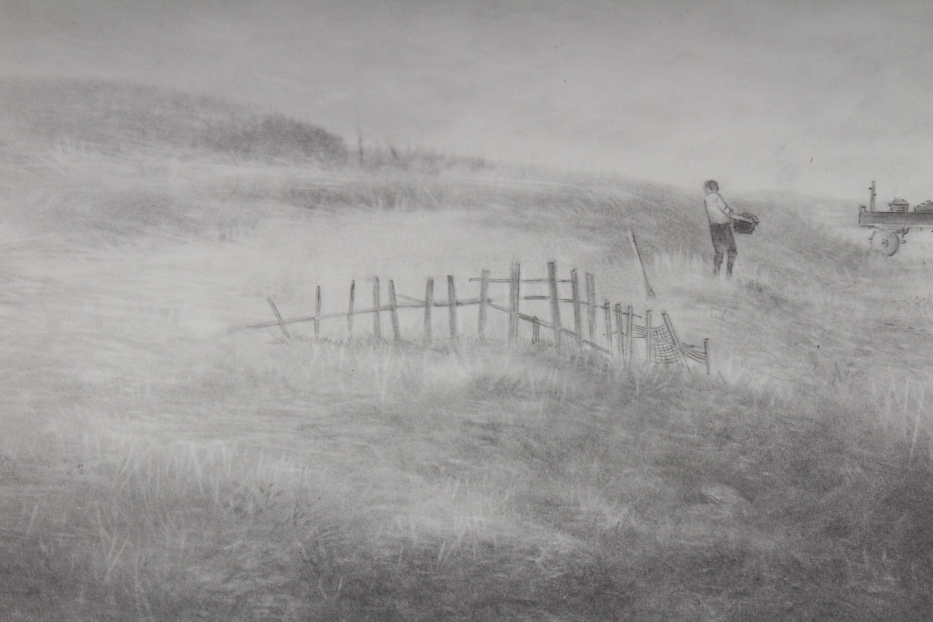 Thomas Tony Pencil Drawing "The Clam Diggers"