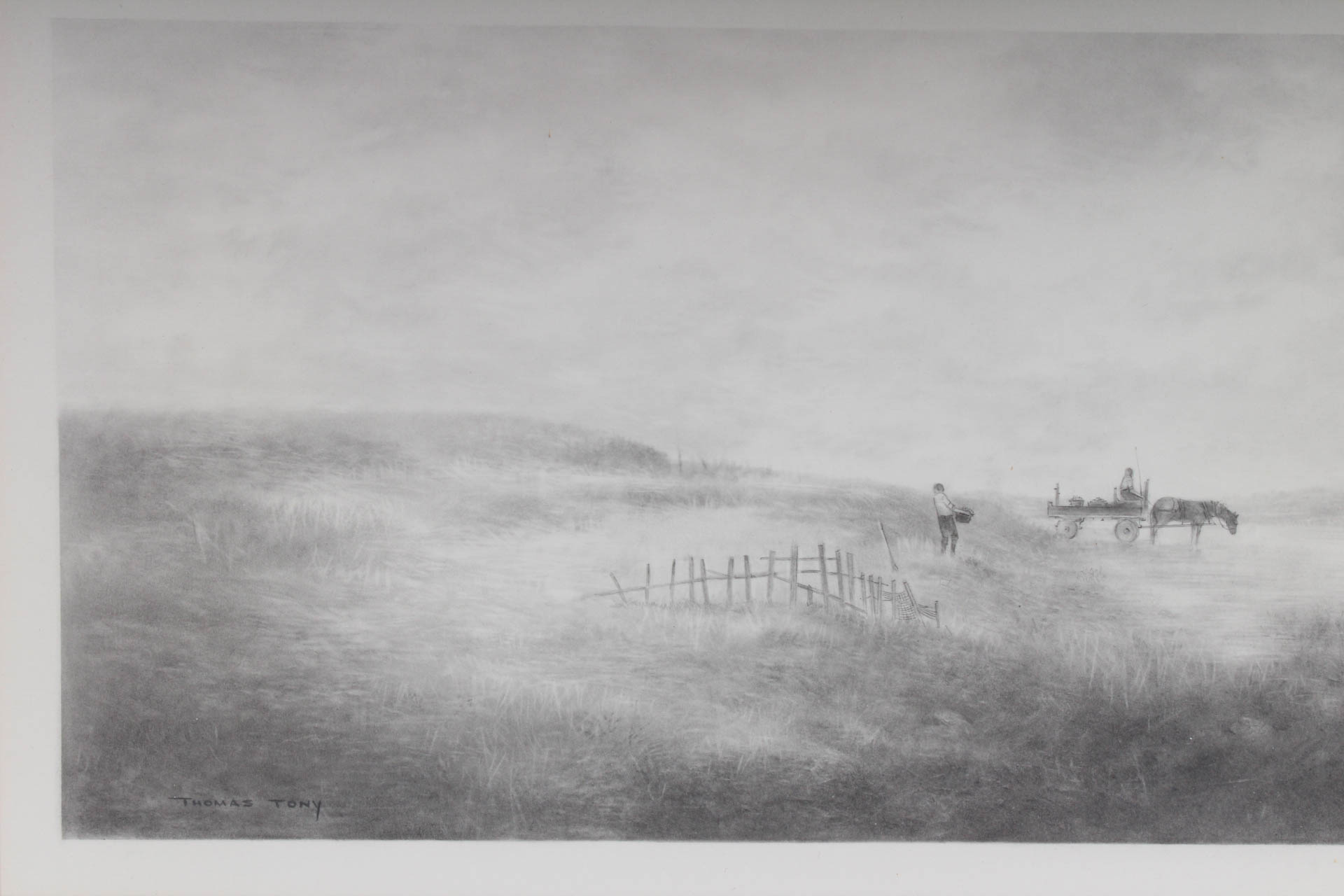 Thomas Tony Pencil Drawing "The Clam Diggers"