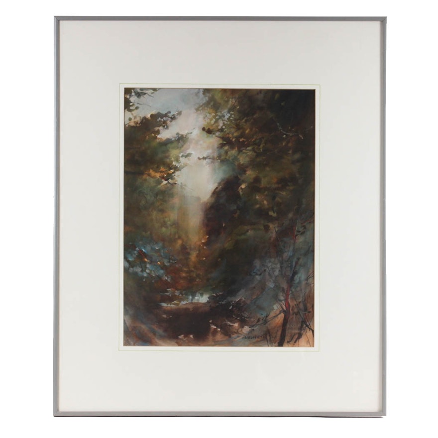 Byron Kohn "Genesis" Watercolor Landscape