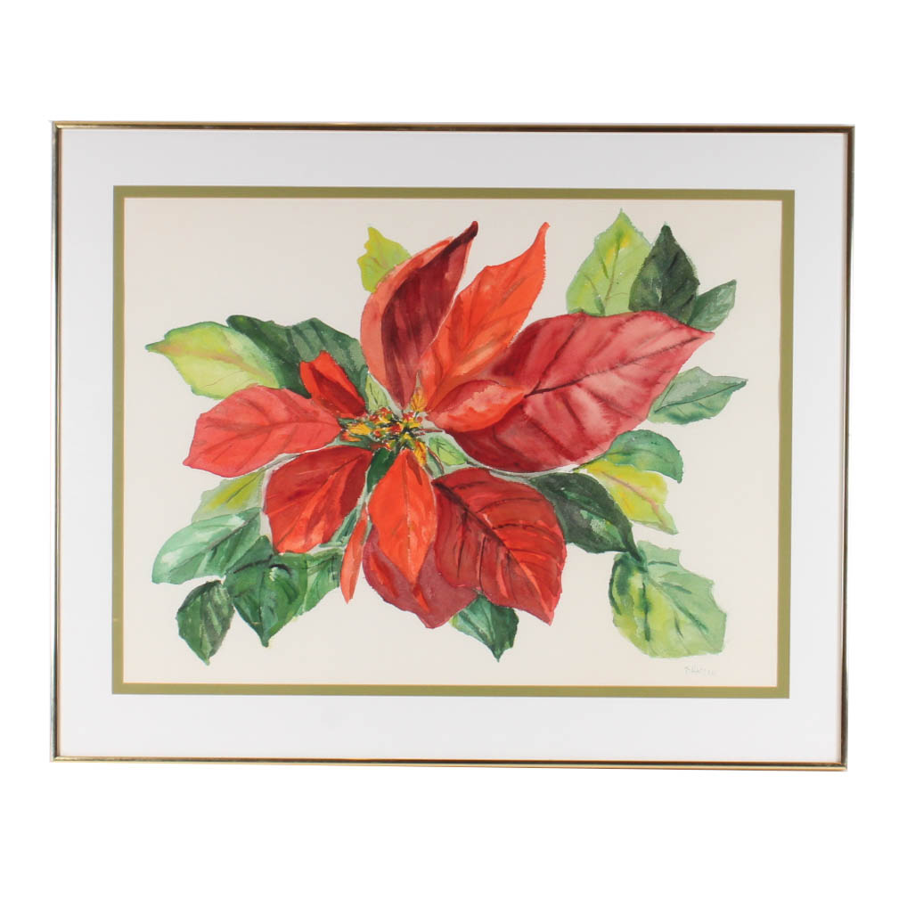 Thelma Walter Poinsettia Watercolor