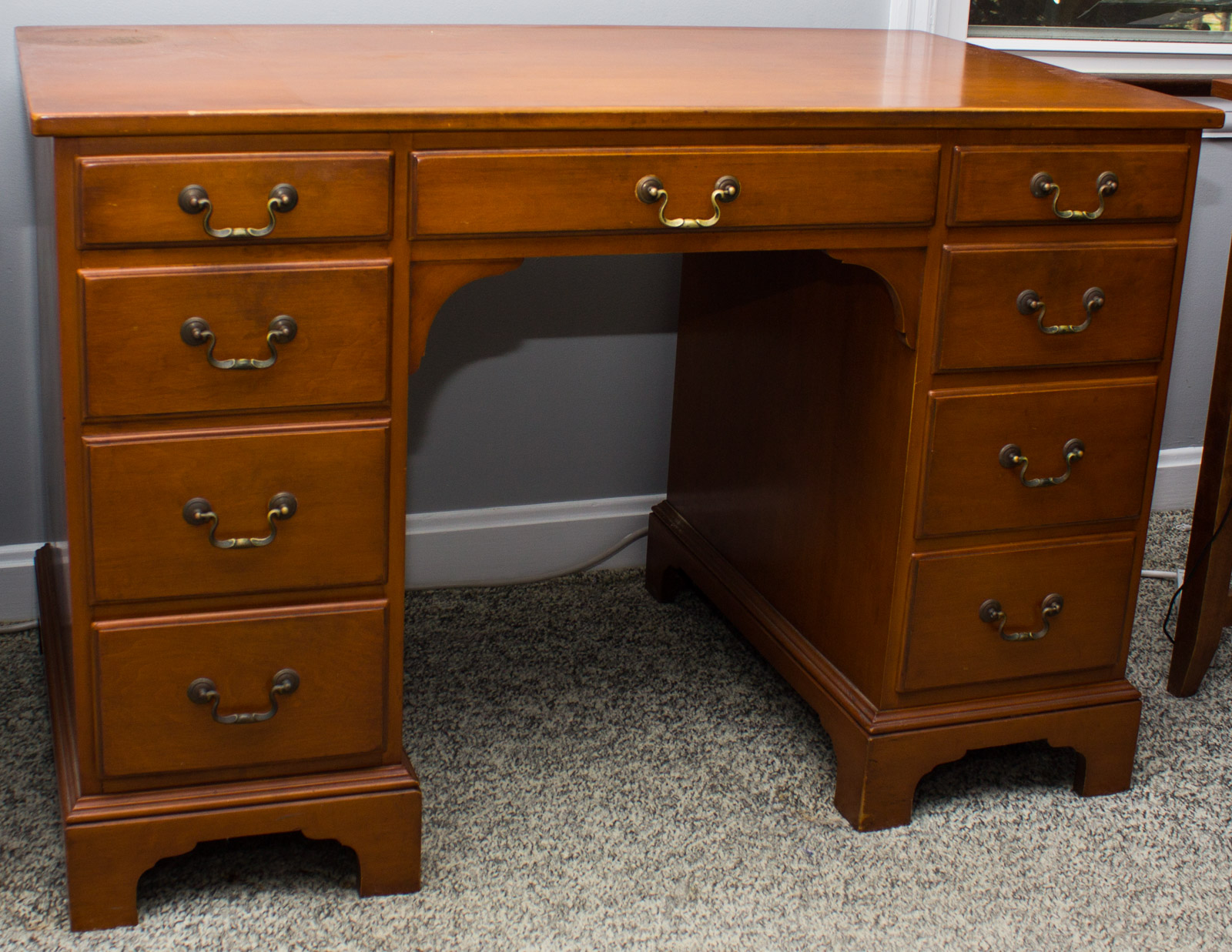 Whitney Oak Pedestal Desk With Swivel Chair