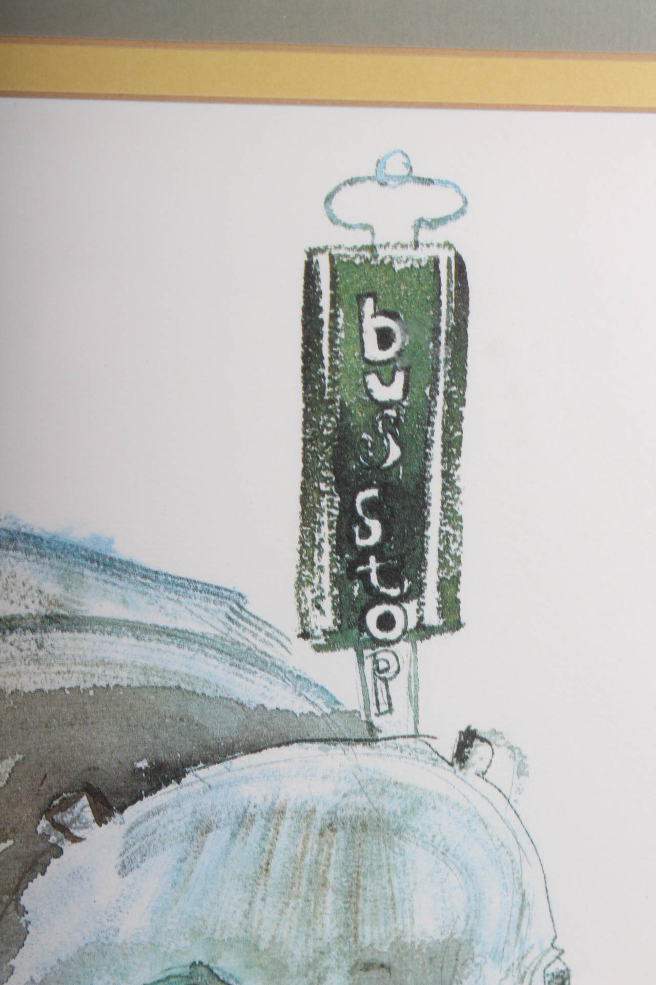 Don Nedobeck Offset Lithograph "Bus Stop"