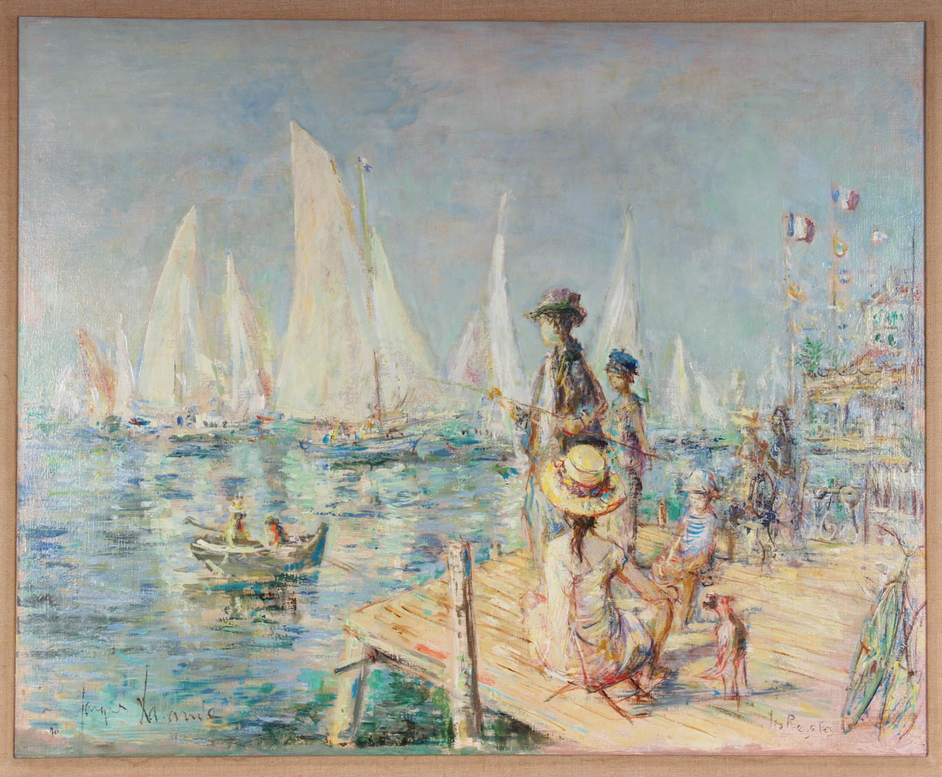 Jaques Lalande Oil on Cavnas "Les Regates"