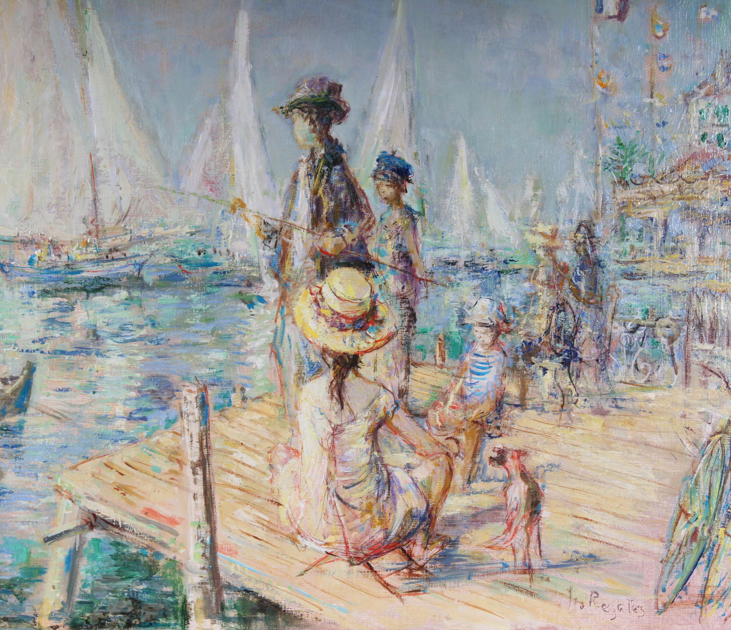 Jaques Lalande Oil on Cavnas "Les Regates"