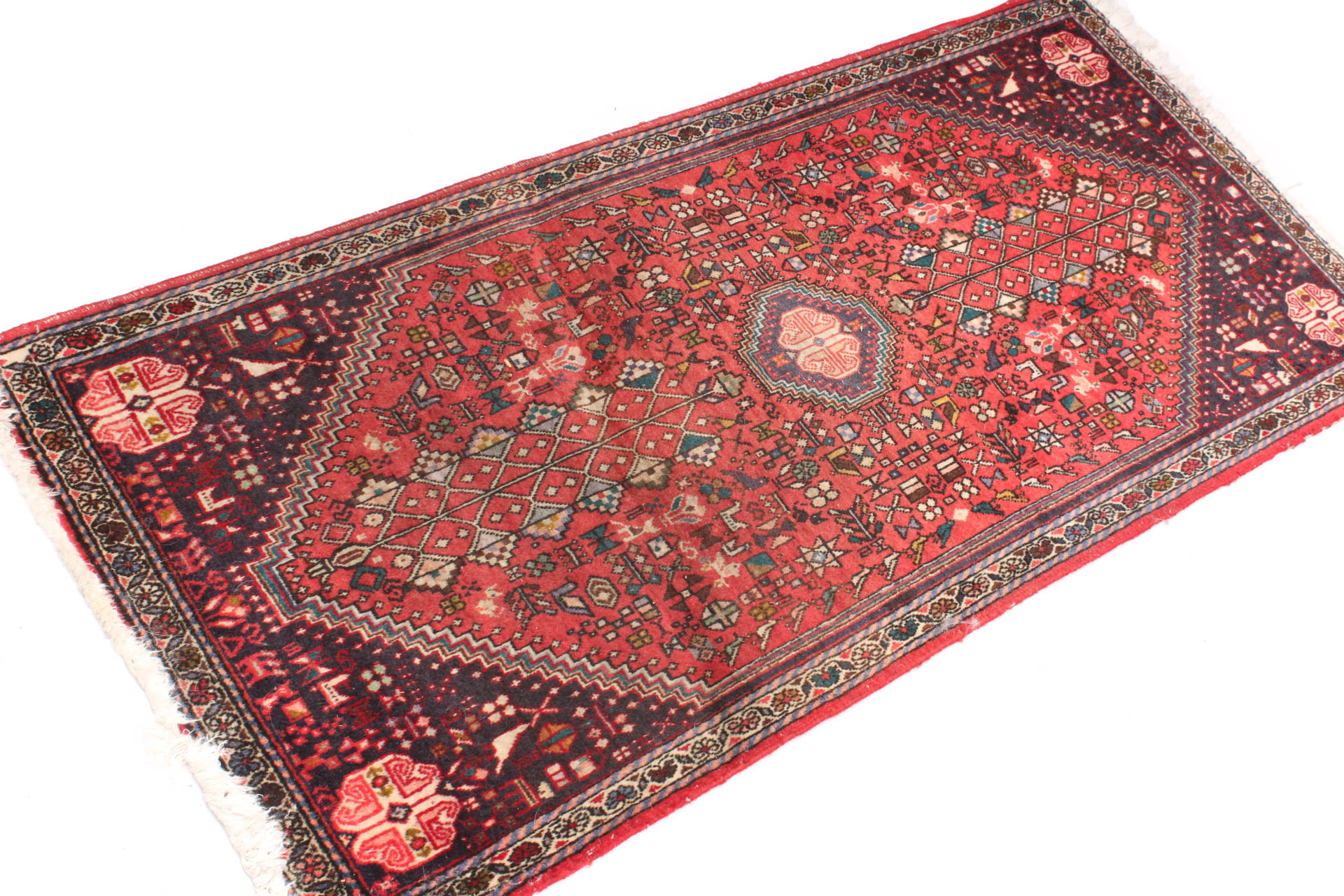 Semi-Antique Hand Knotted Persian Qashqai Accent Rug