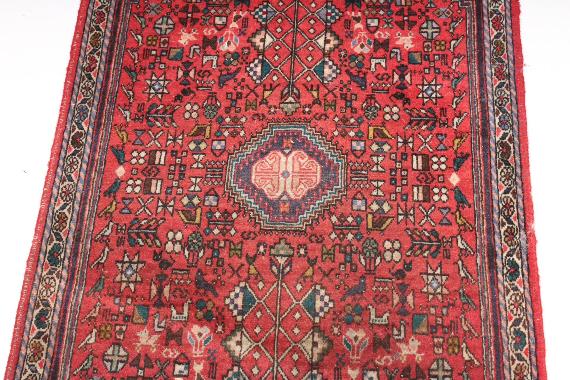 Semi-Antique Hand Knotted Persian Qashqai Accent Rug