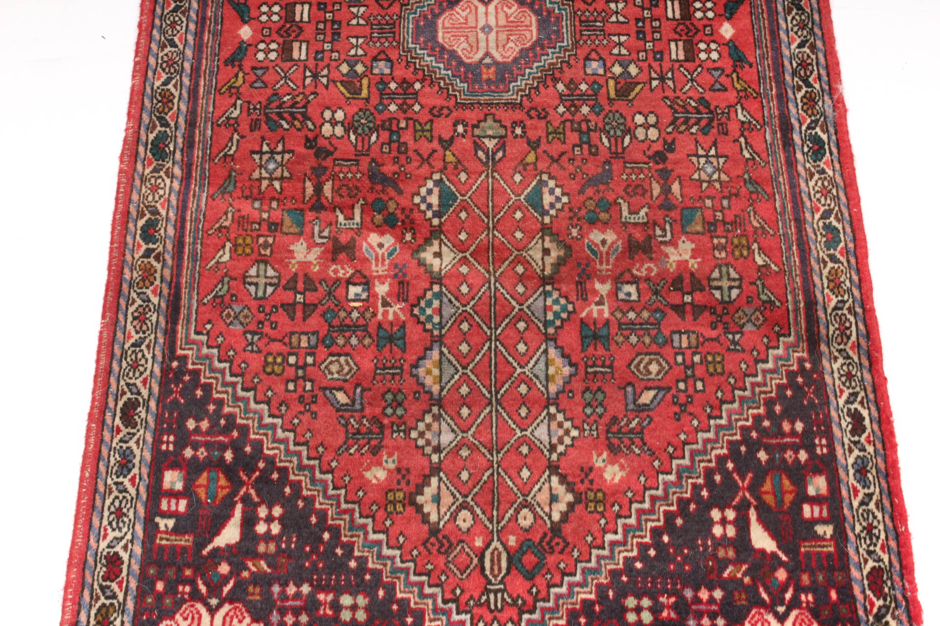 Semi-Antique Hand Knotted Persian Qashqai Accent Rug