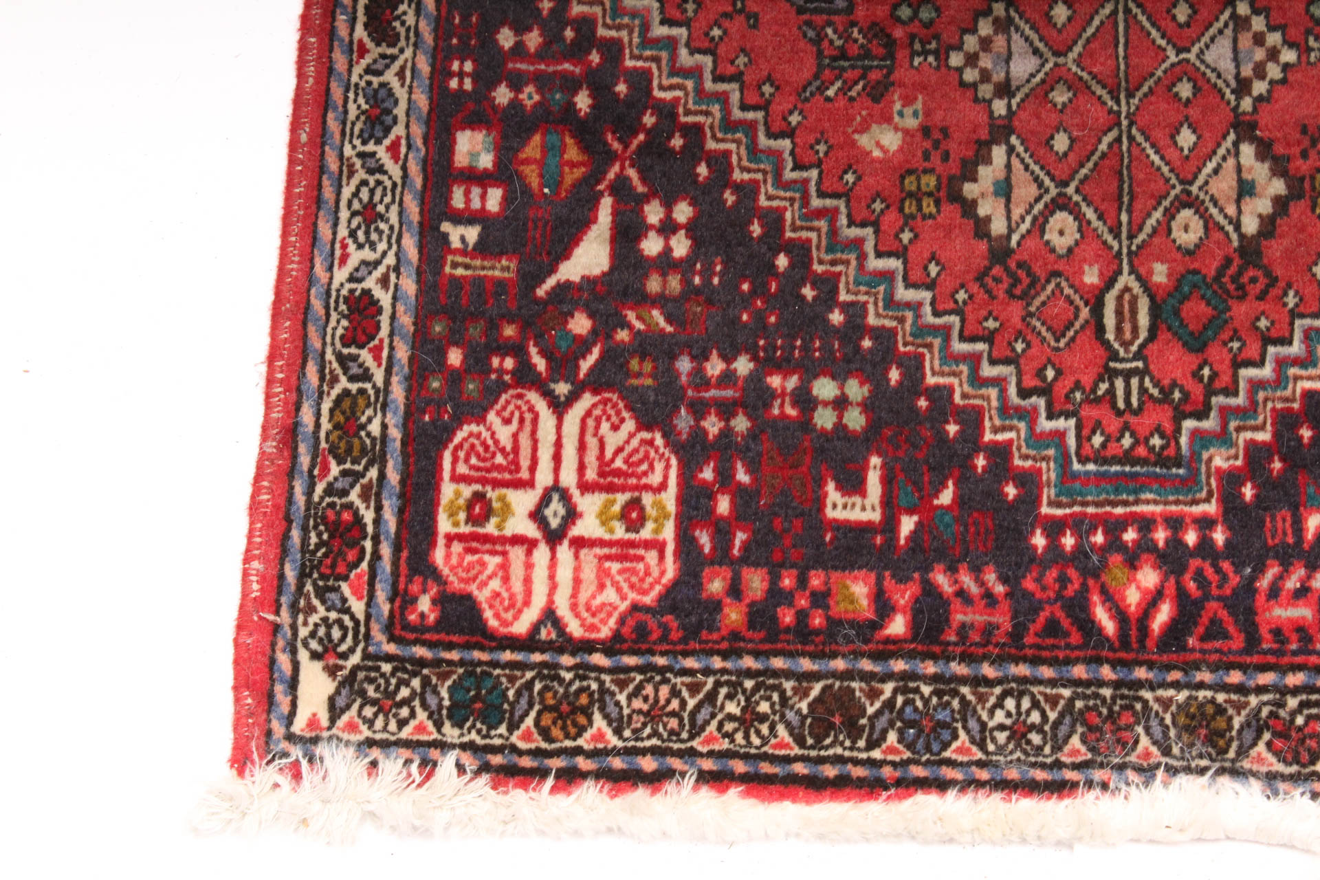 Semi-Antique Hand Knotted Persian Qashqai Accent Rug