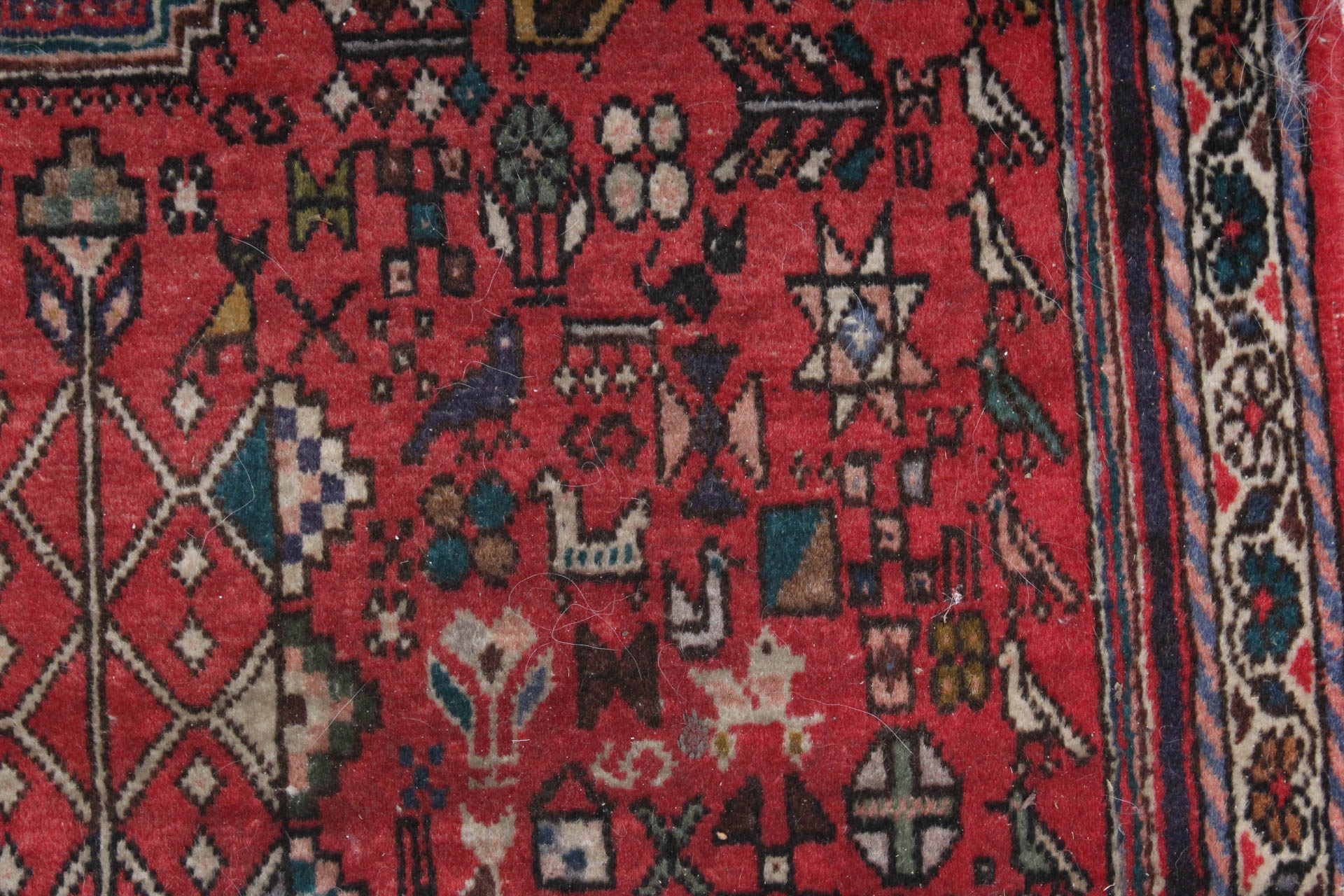 Semi-Antique Hand Knotted Persian Qashqai Accent Rug