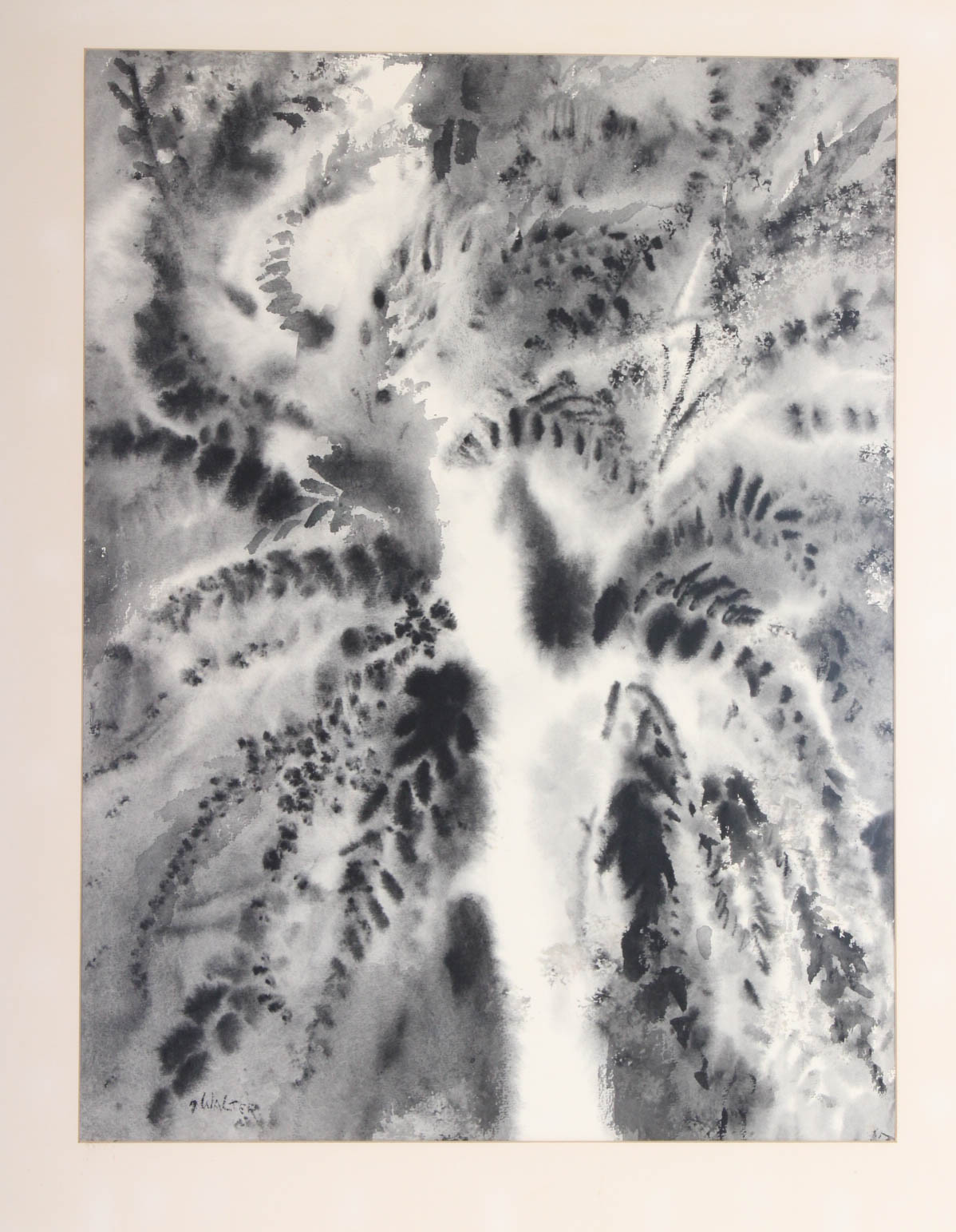 Original Thelma Walter Watercolor Painting "Nocturne Tree"