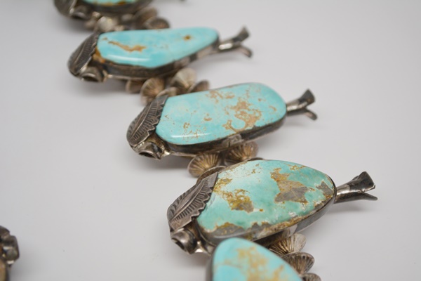 Native American Style 800 Silver Turquoise Naja Necklace