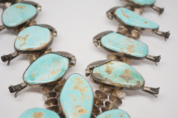 Native American Style 800 Silver Turquoise Naja Necklace