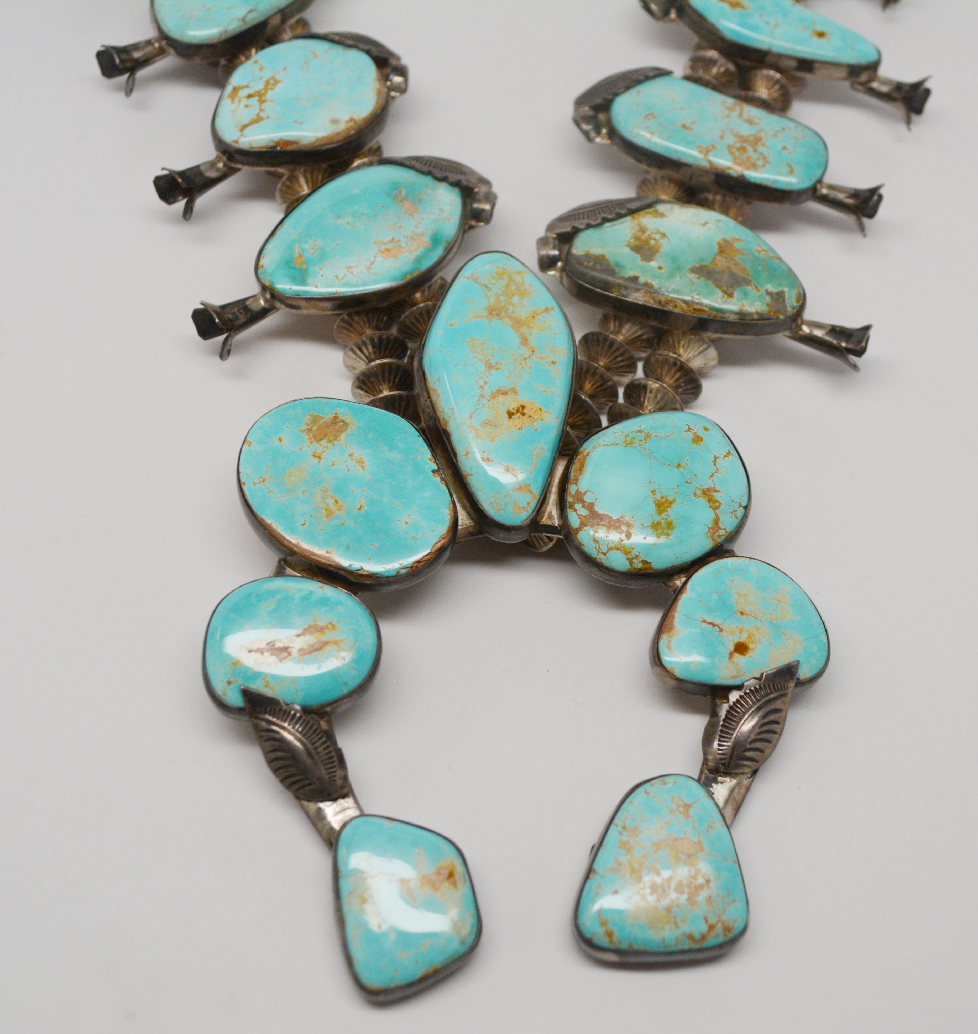 Native American Style 800 Silver Turquoise Naja Necklace