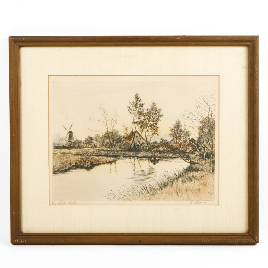 E. Pearle Etching "Ye Olde Mill"