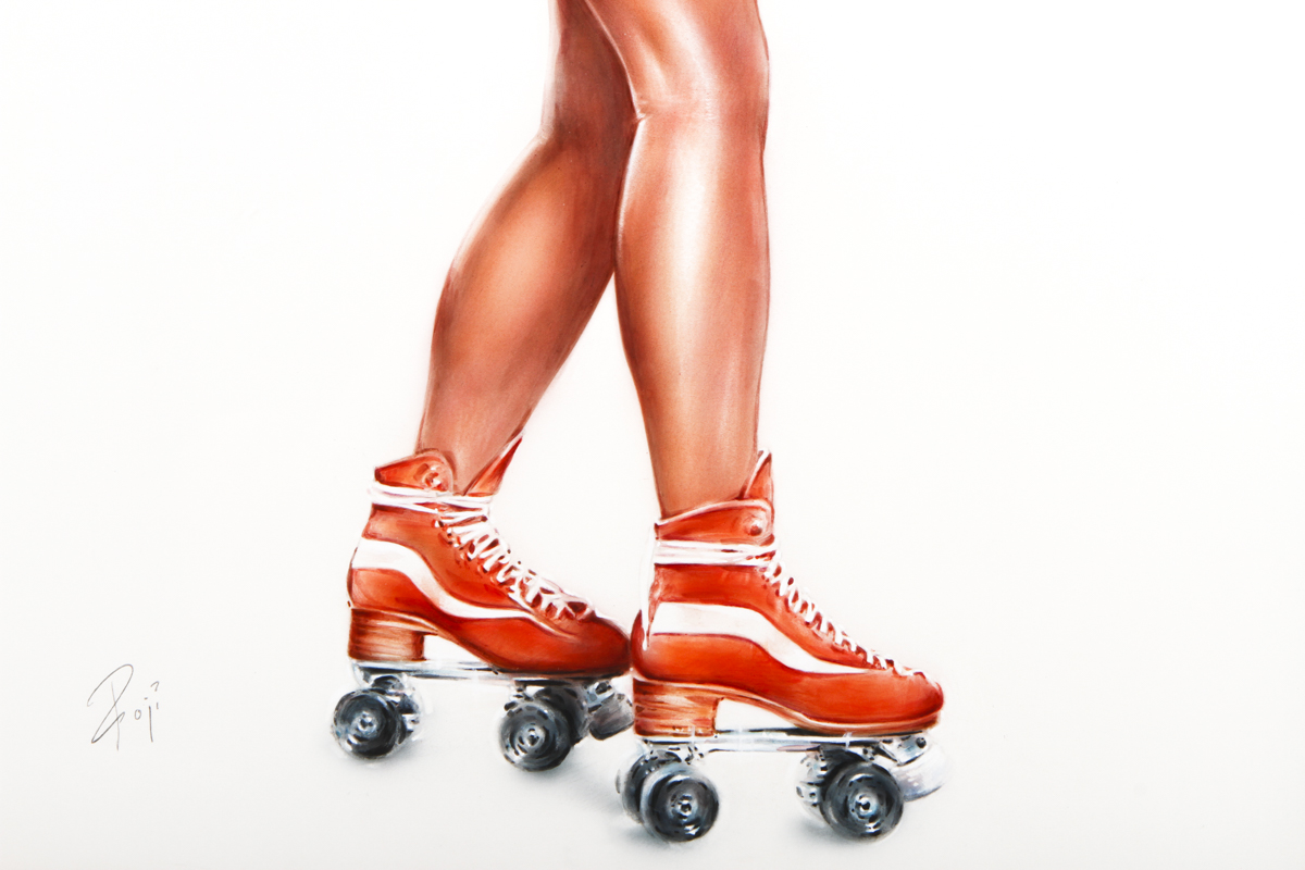 Offset Lithograph of a Roller Girl in Bikini