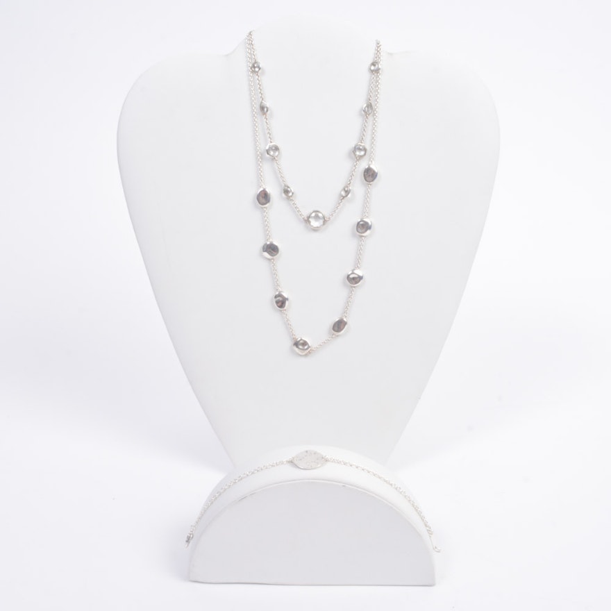 Ippolita Sterling Silver White Topaz Necklace and Bracelet Set