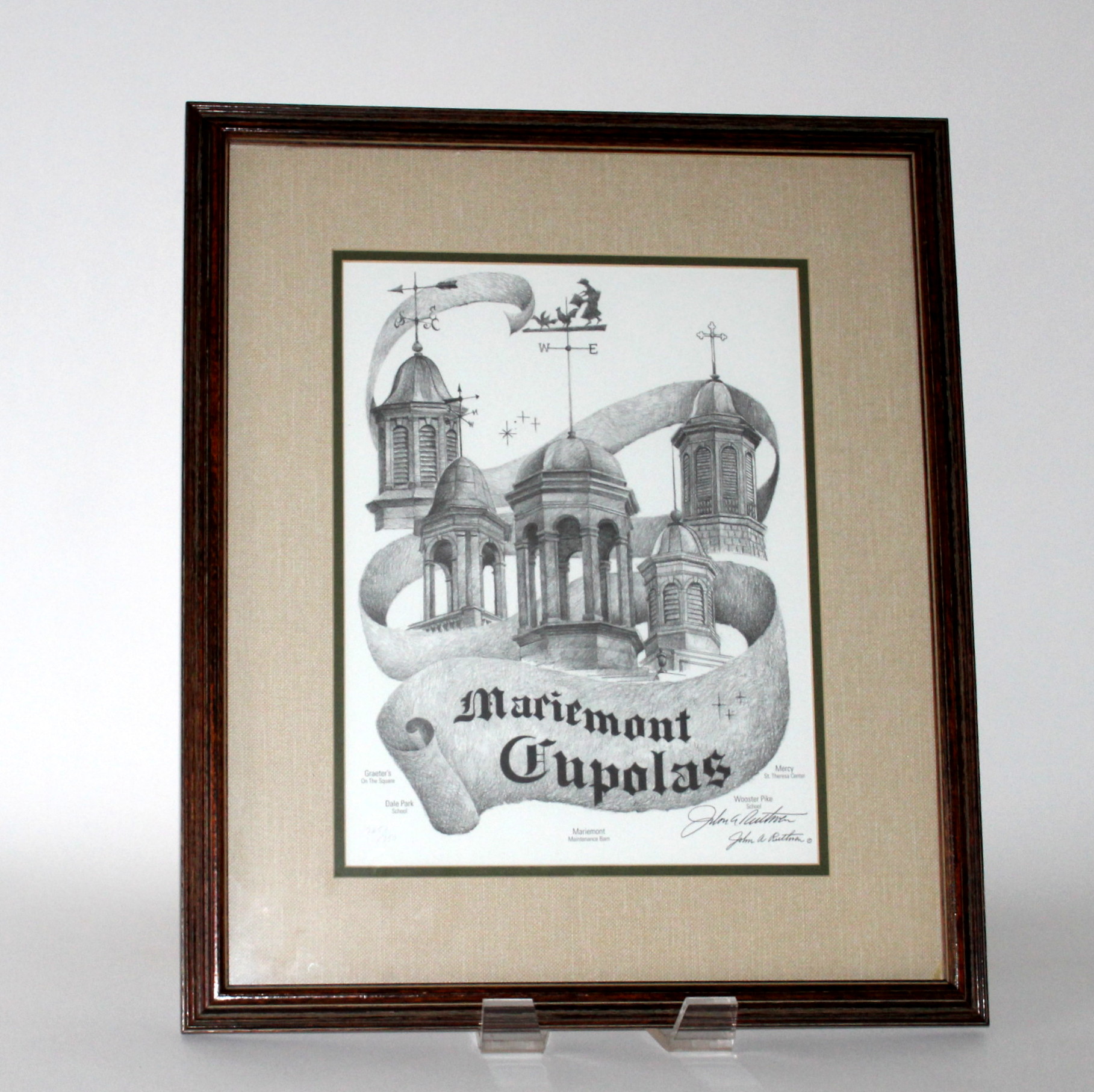 Offset Lithograph Print "Cupolas of Mariemont" by John Ruthven