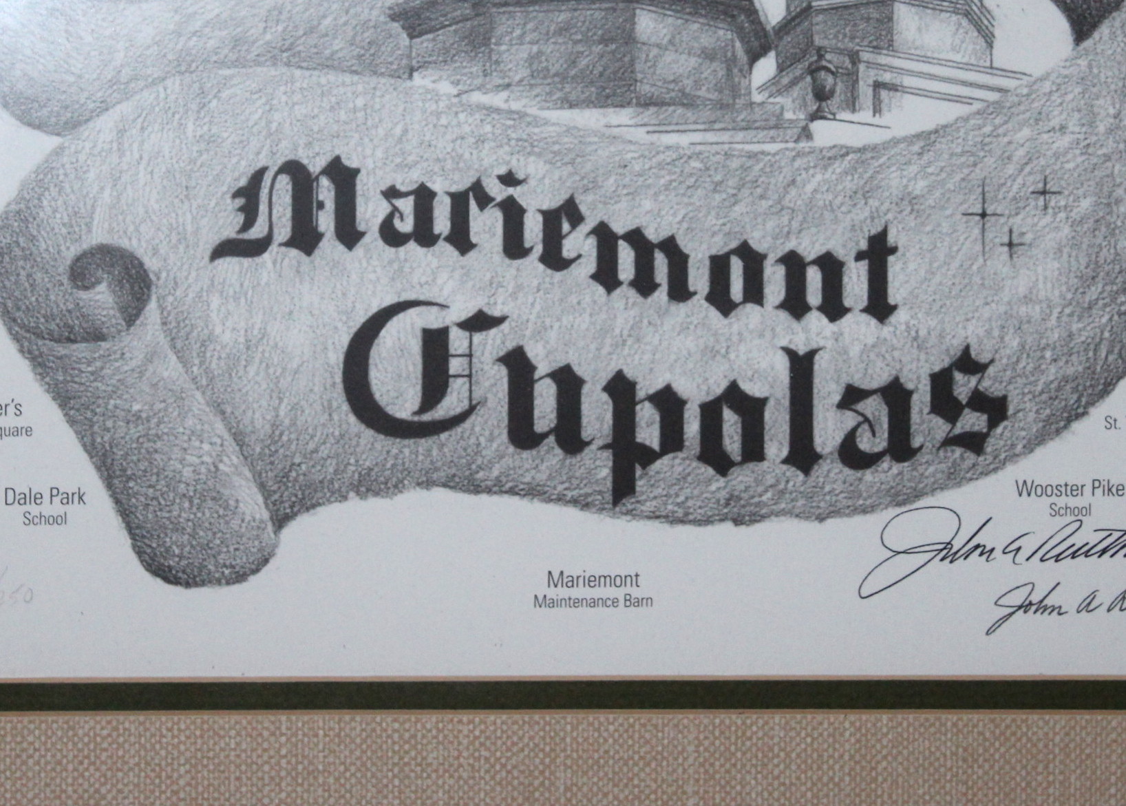 Offset Lithograph Print "Cupolas of Mariemont" by John Ruthven