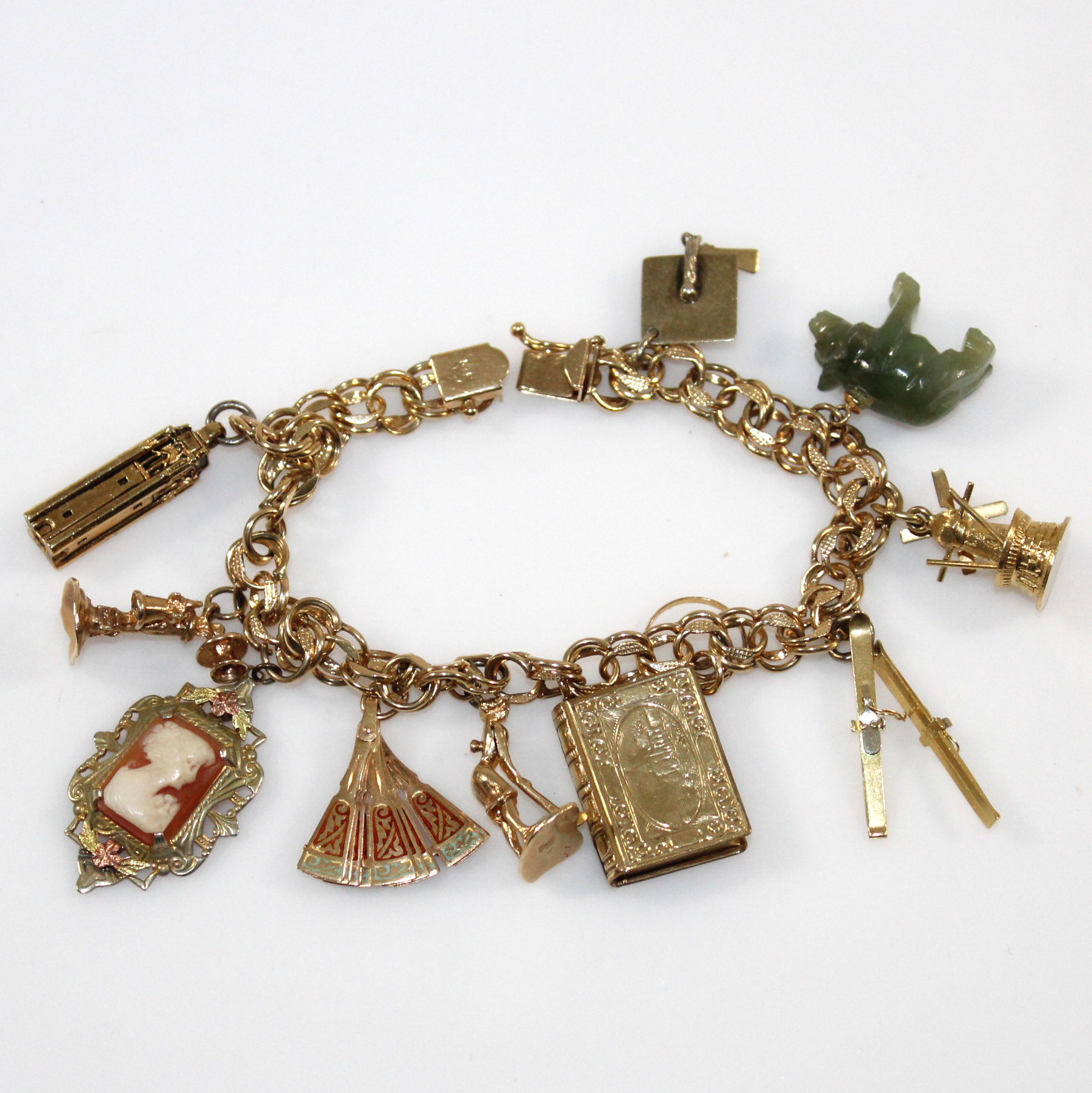 14K Gold Charm Bracelet and Charms
