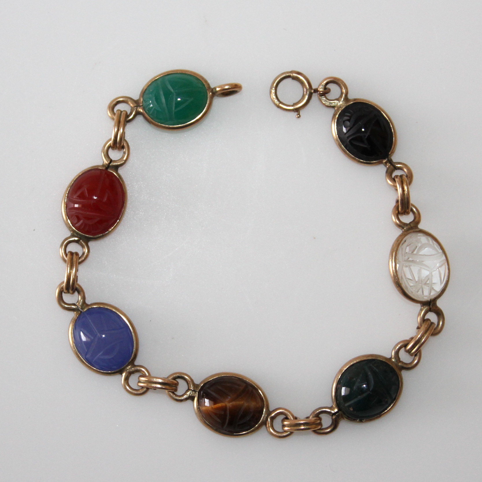 Scarab HSB Bracelet and Carved Tiger's Eye Pendant