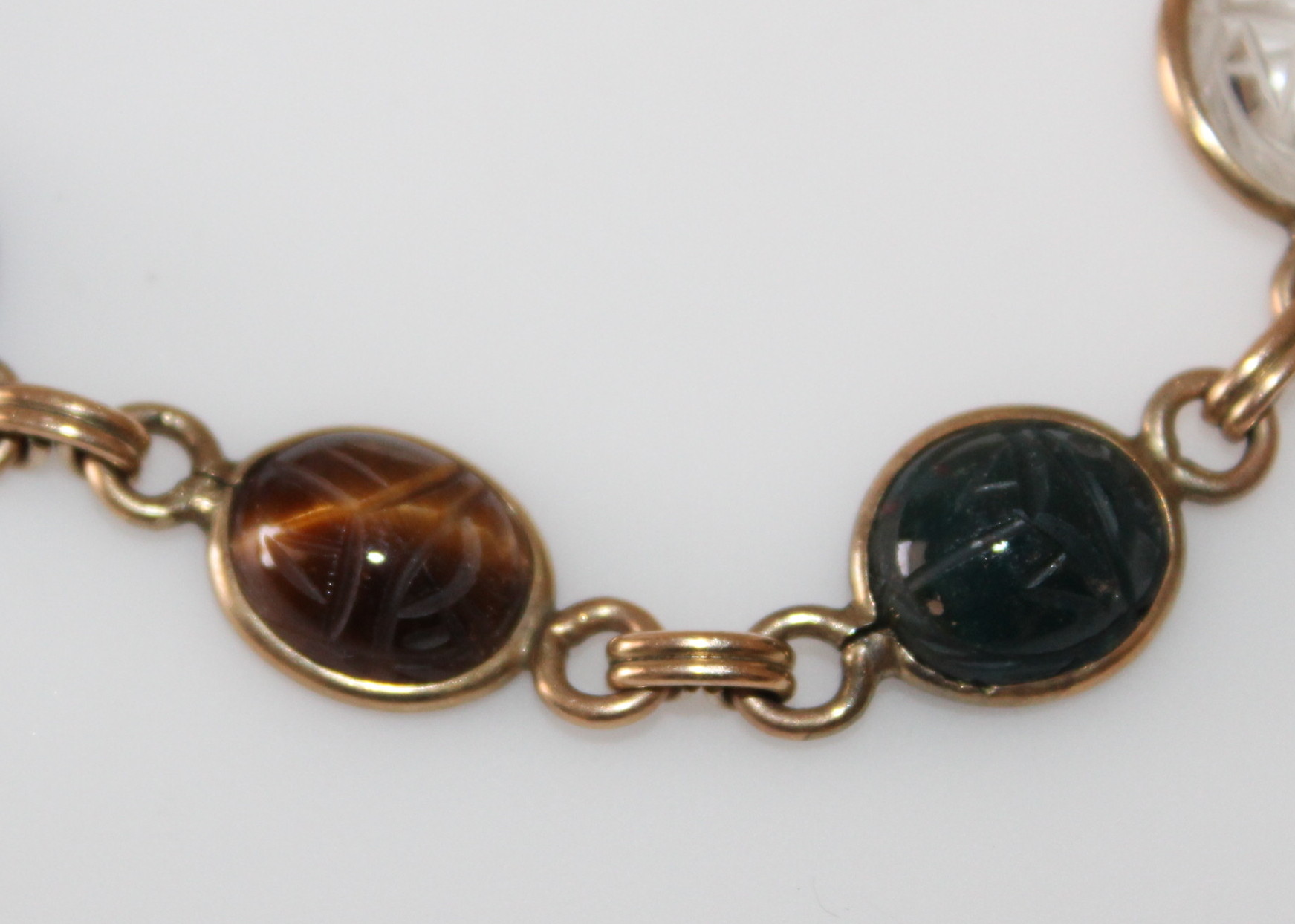 Scarab HSB Bracelet and Carved Tiger's Eye Pendant