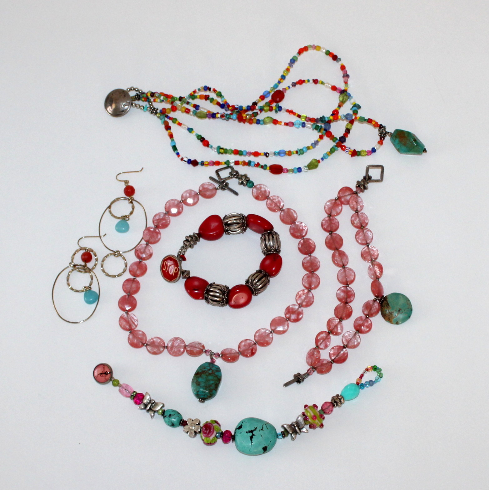Colorful Glass and Stone Costume Jewelry