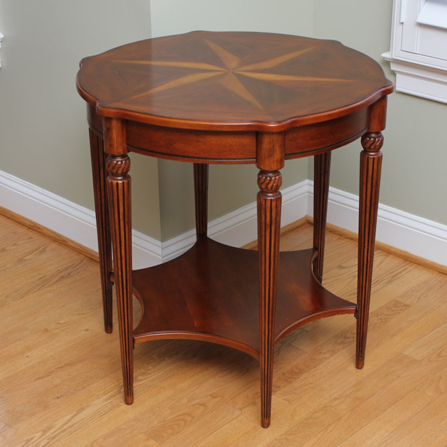 Six-Point Parquetry Top Wooden Side Table