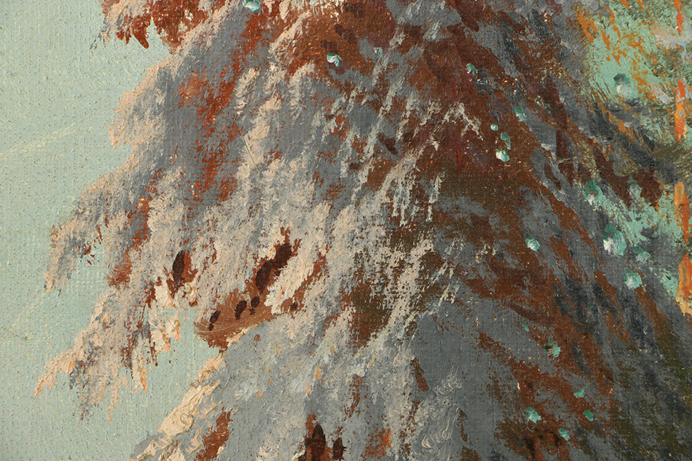 Franz Waldegg Oil Painting on Canvas "Winter Landscape"