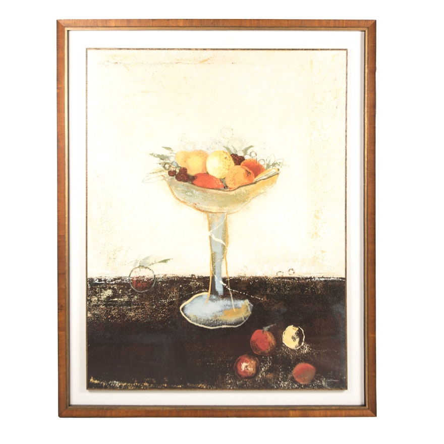 After Mary Calkins Hand-Embellished Offset Lithograph "Bol De Fruit"