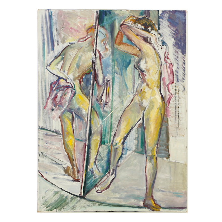 Original Oil Painting on Canvas of Pair of Abstract Figures