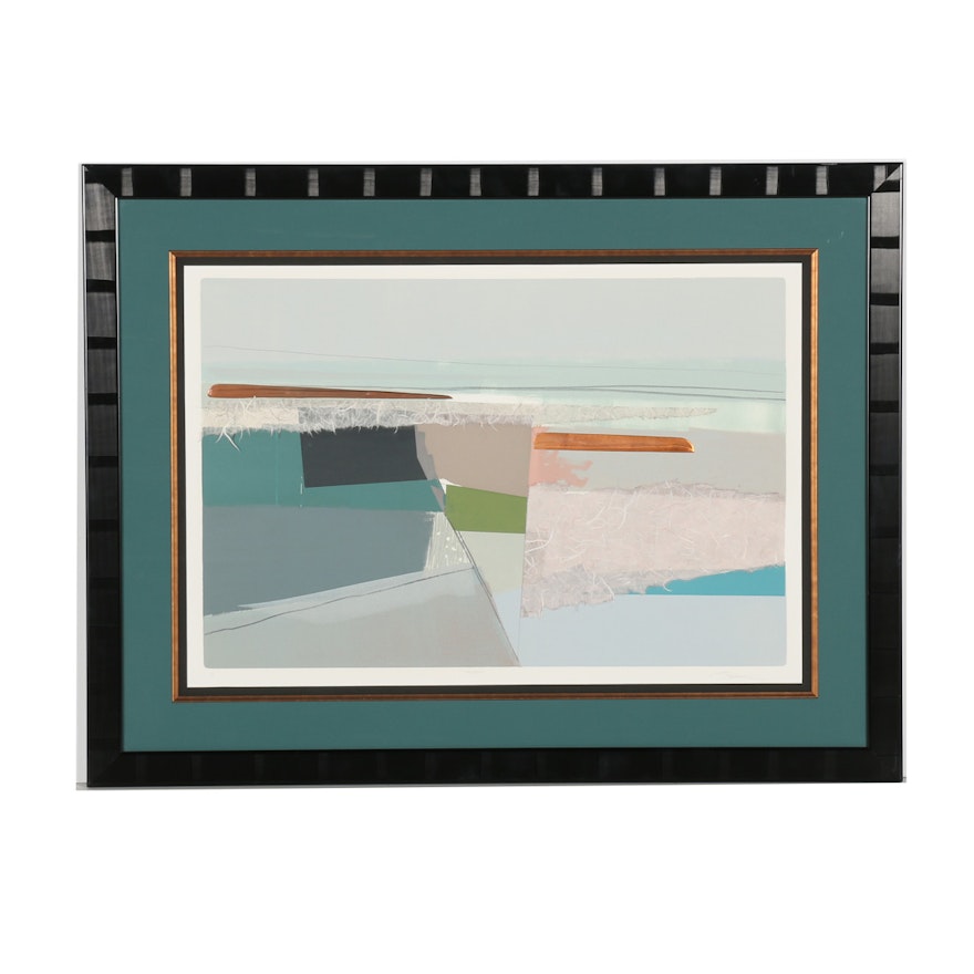 Framed Mixed Media Monoprint "Fences"