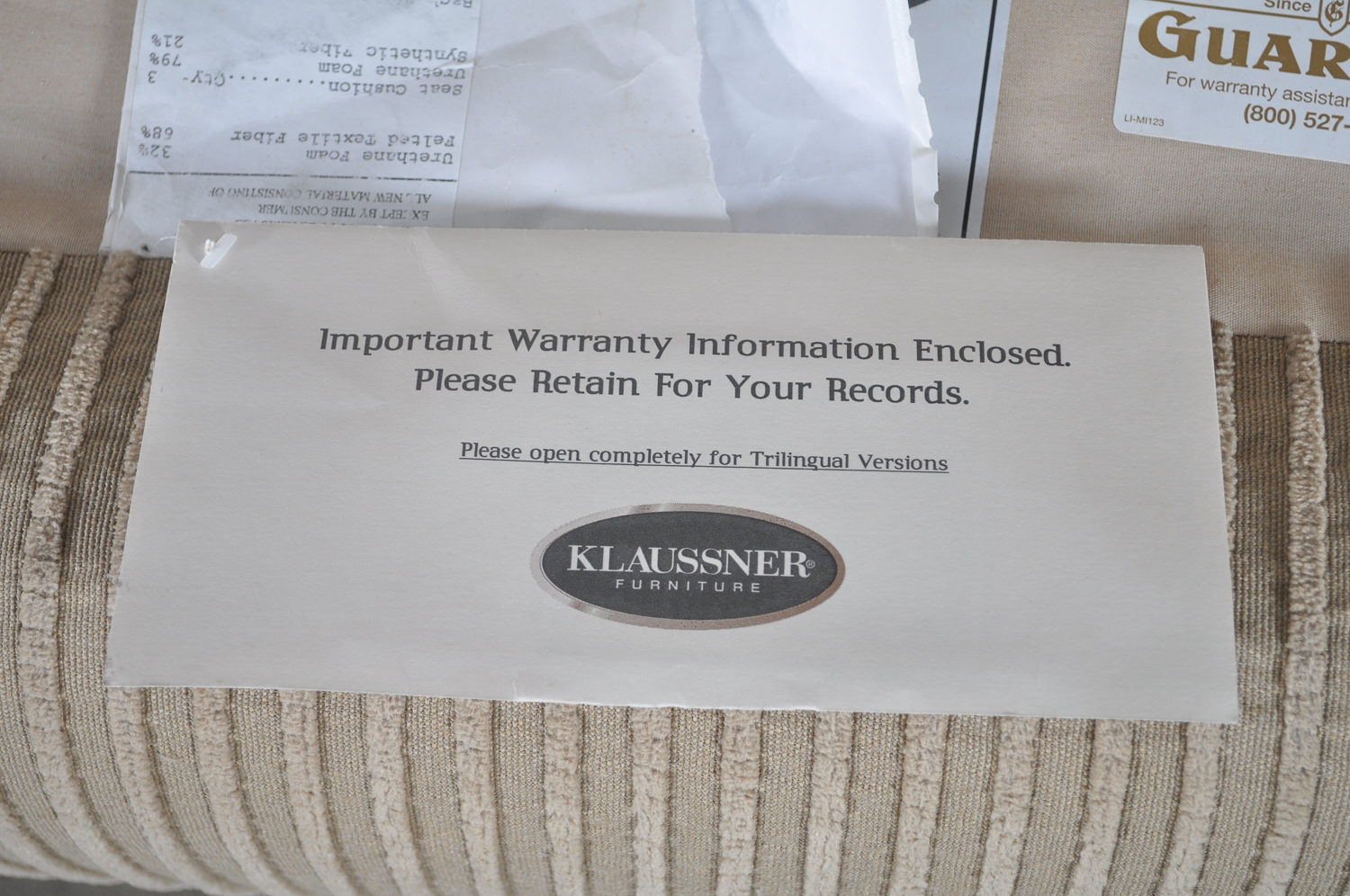 Contemporary Beige Sofa by Klaussner Furniture