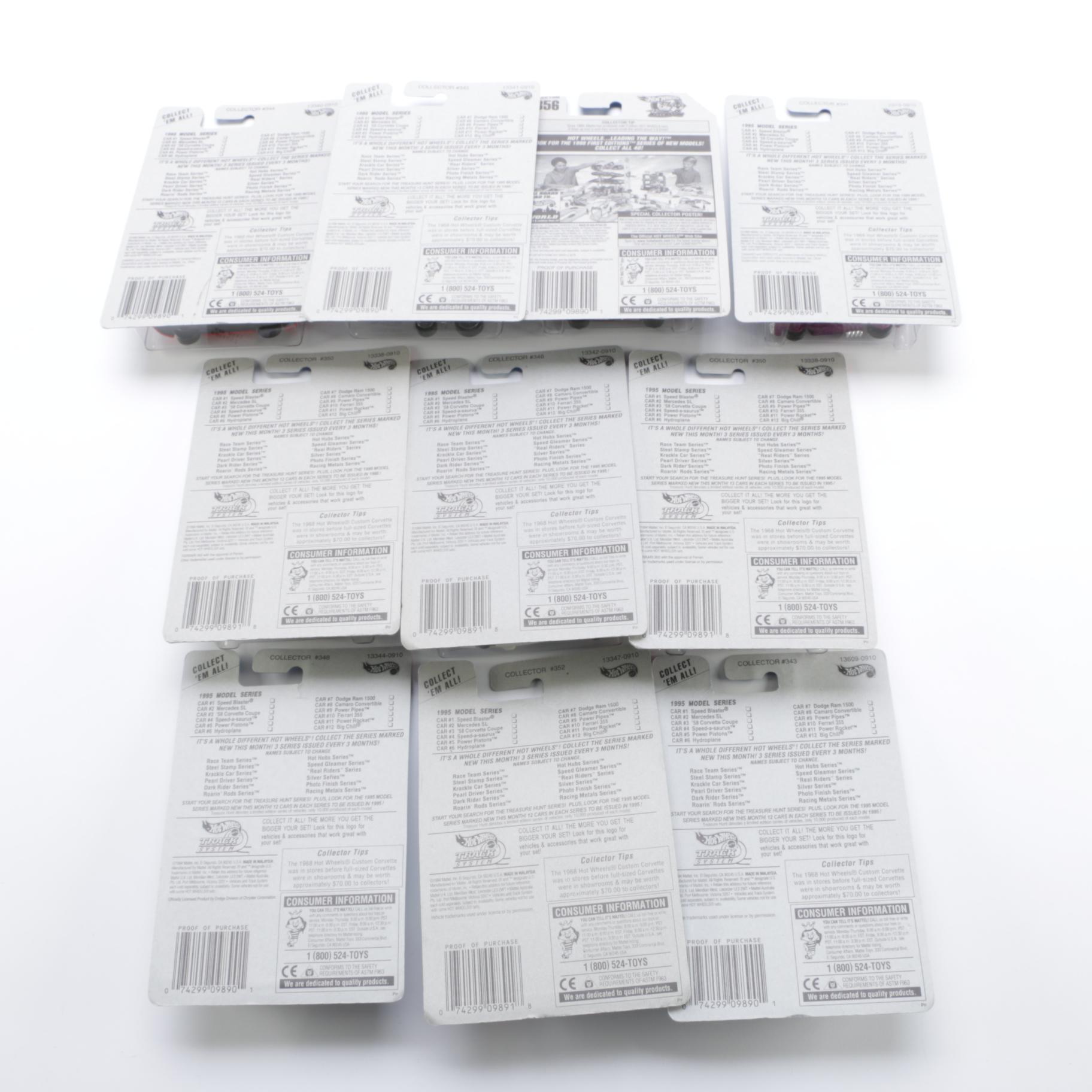 Assortment of 1995 Model Series Hot Wheels Cars