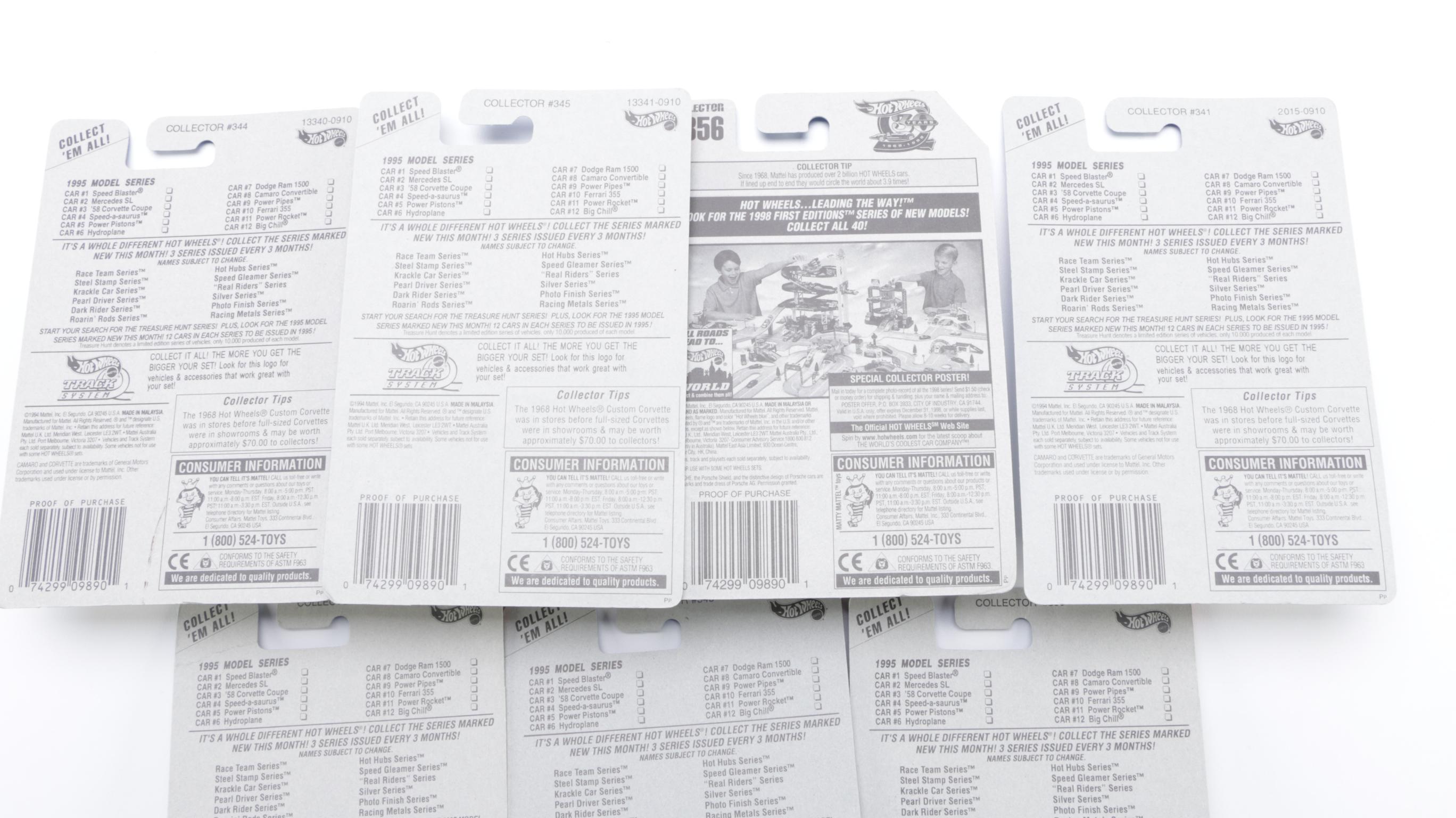 Assortment of 1995 Model Series Hot Wheels Cars