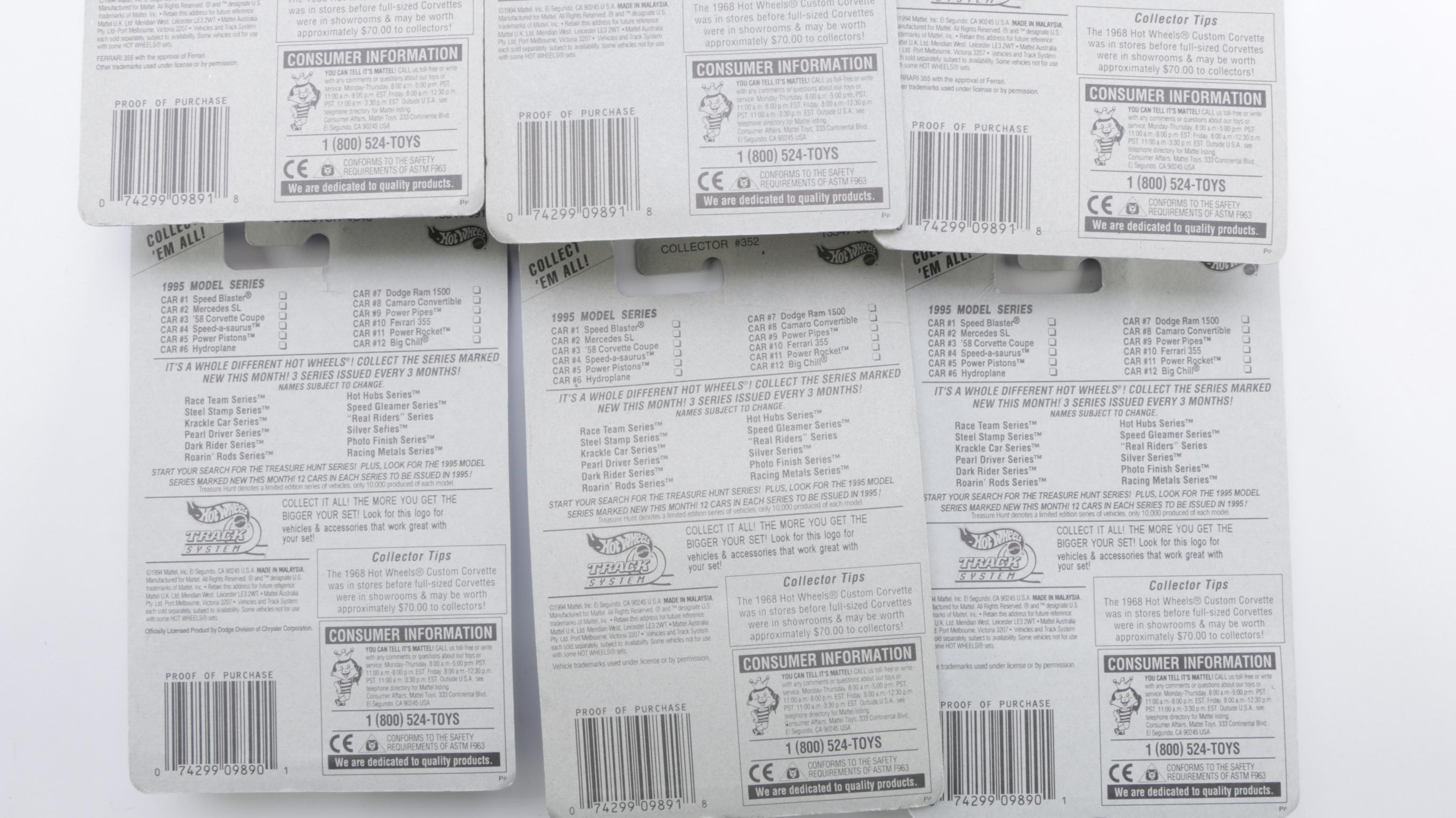 Assortment of 1995 Model Series Hot Wheels Cars