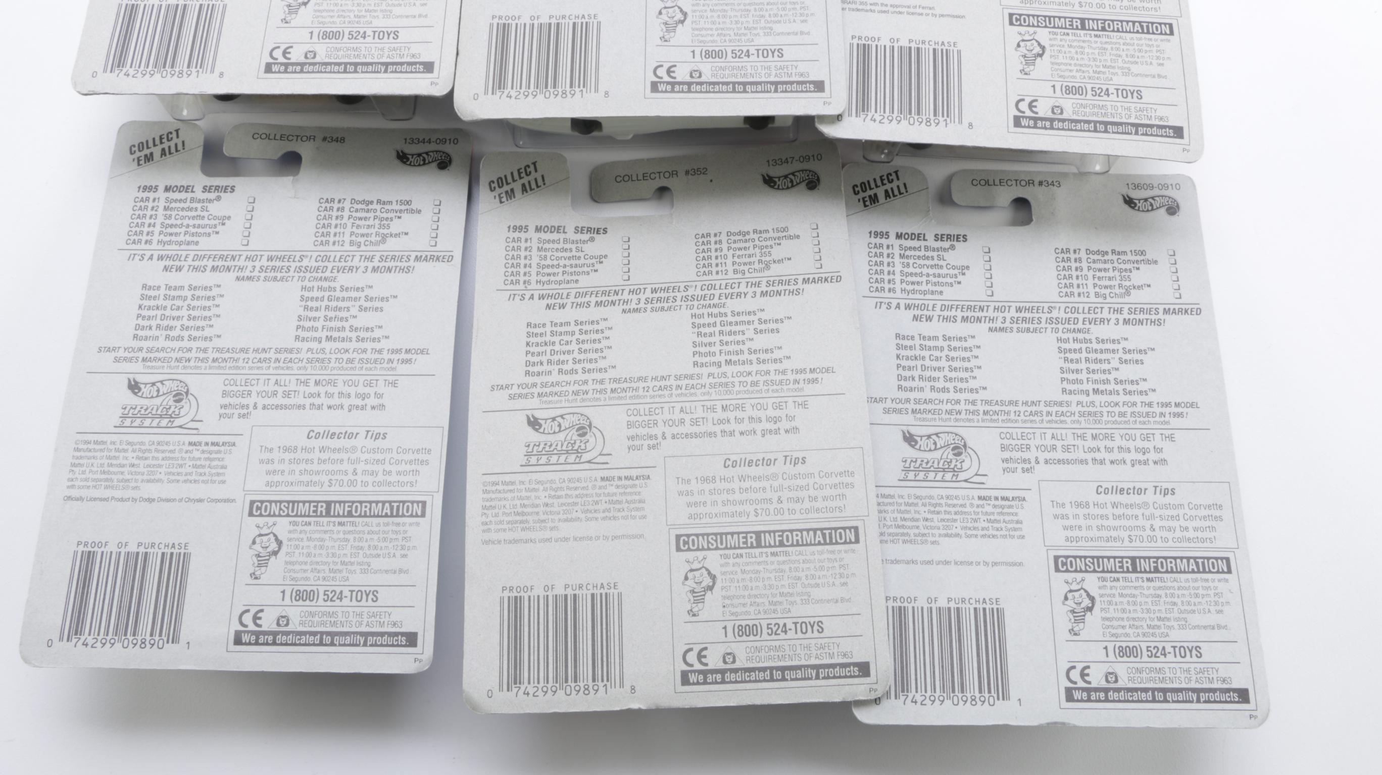 Assortment of 1995 Model Series Hot Wheels Cars