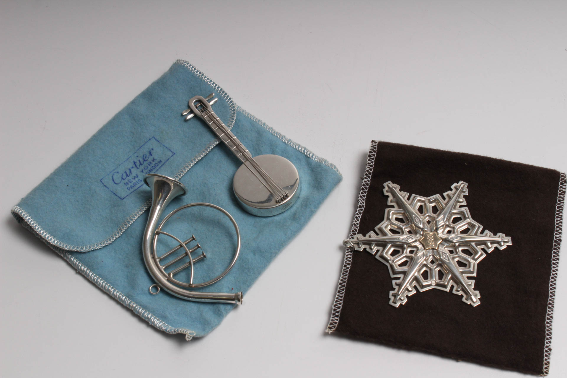 Sterling Silver Gorham and Cartier Christmas Ornaments