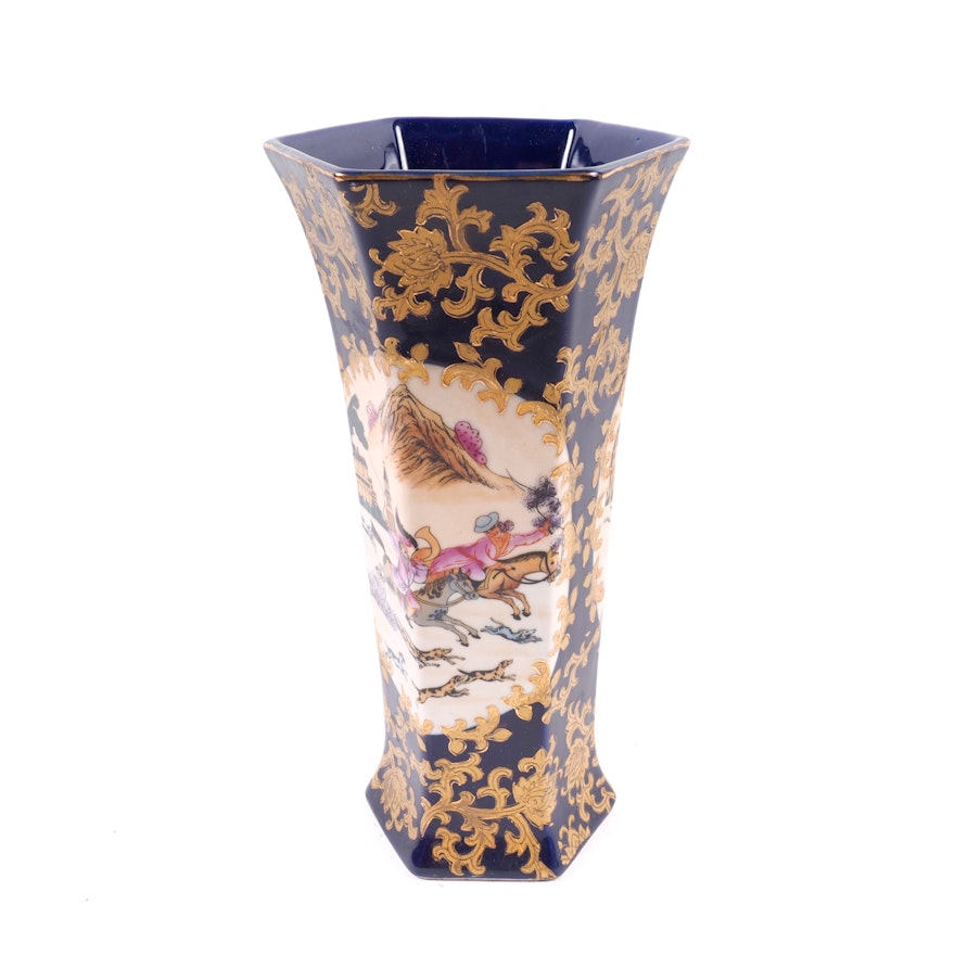 Hand Painted Hexagonal Chinese Vase