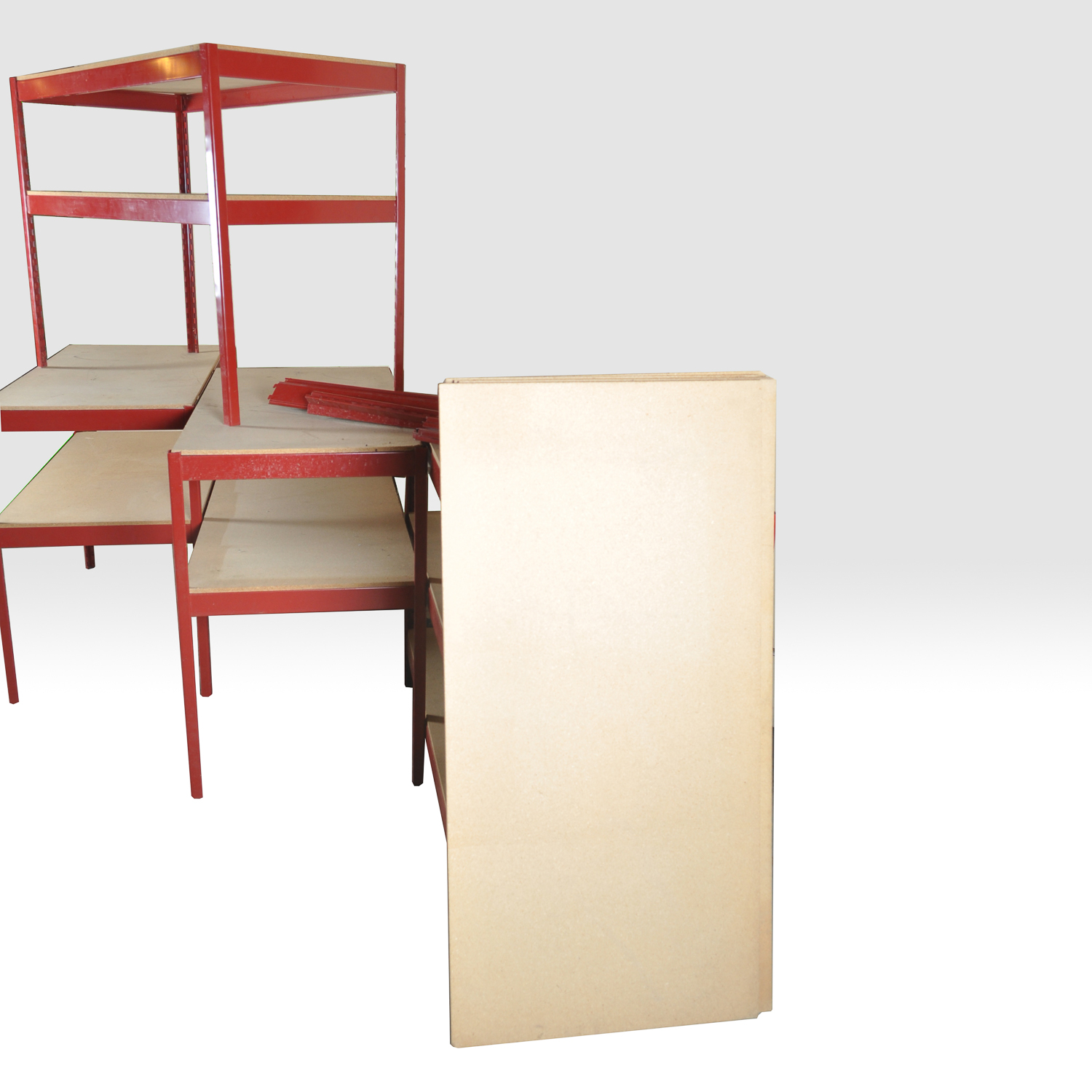 Large Lot of Adjustable Metal Work Shelves