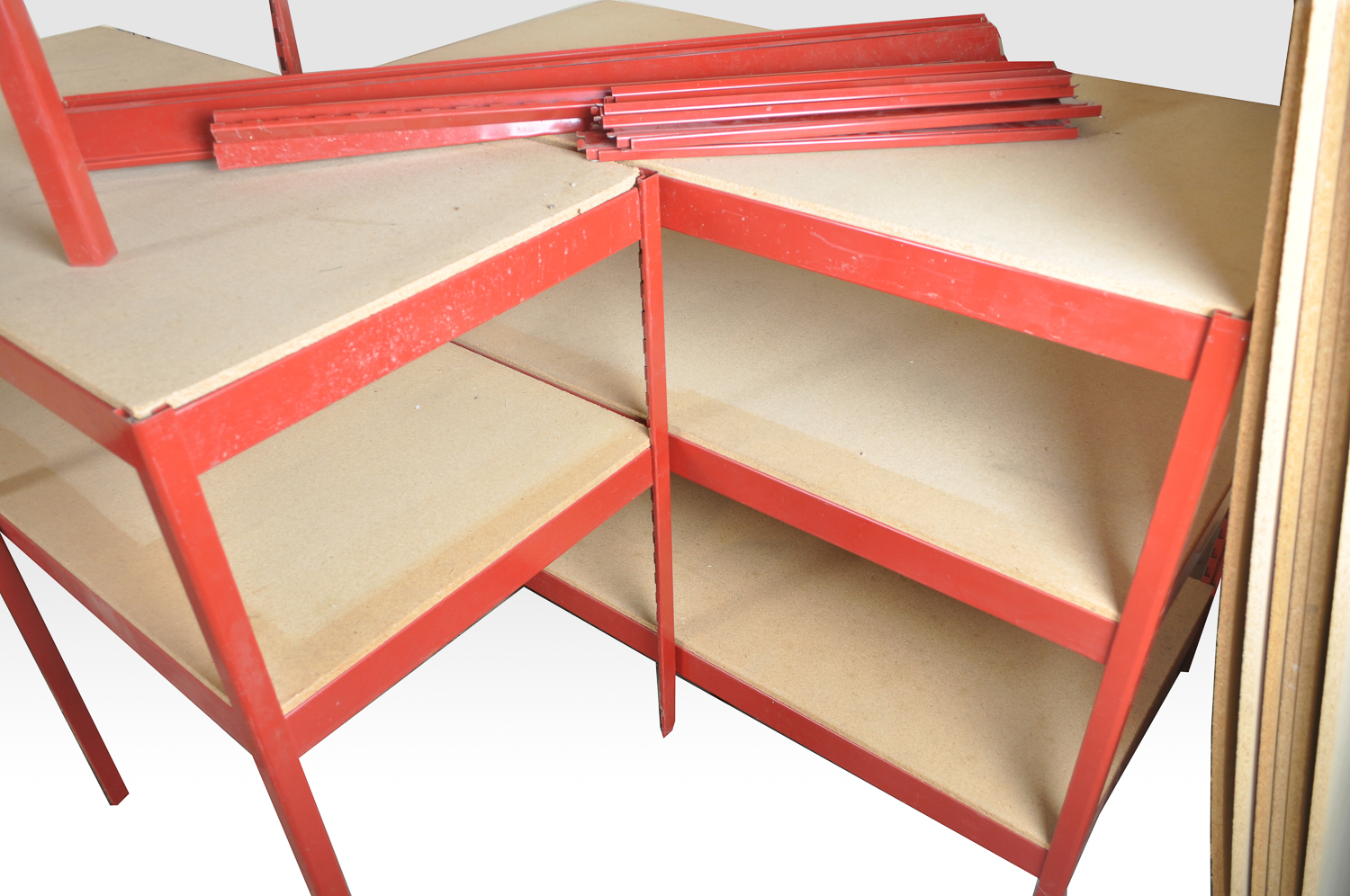 Large Lot of Adjustable Metal Work Shelves