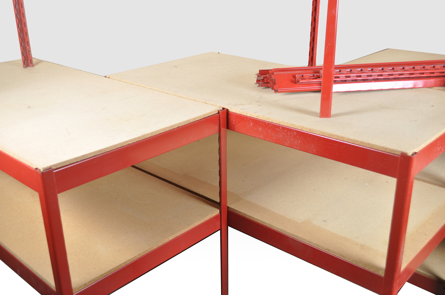 Large Lot of Adjustable Metal Work Shelves