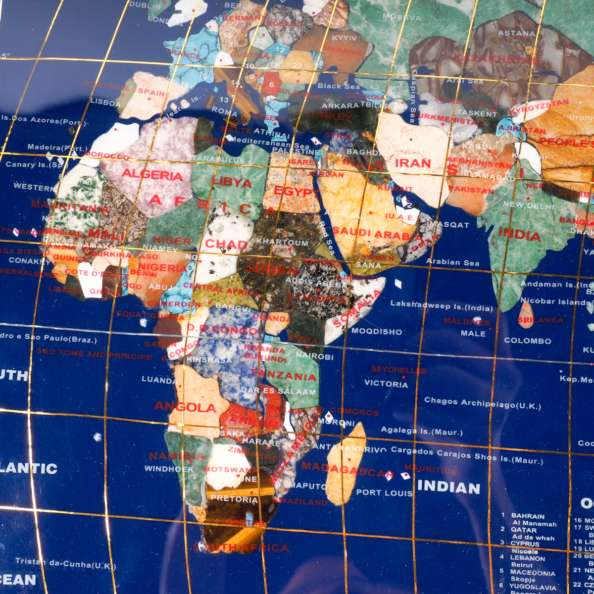 Inlaid Stone and Abalone Map Of the World