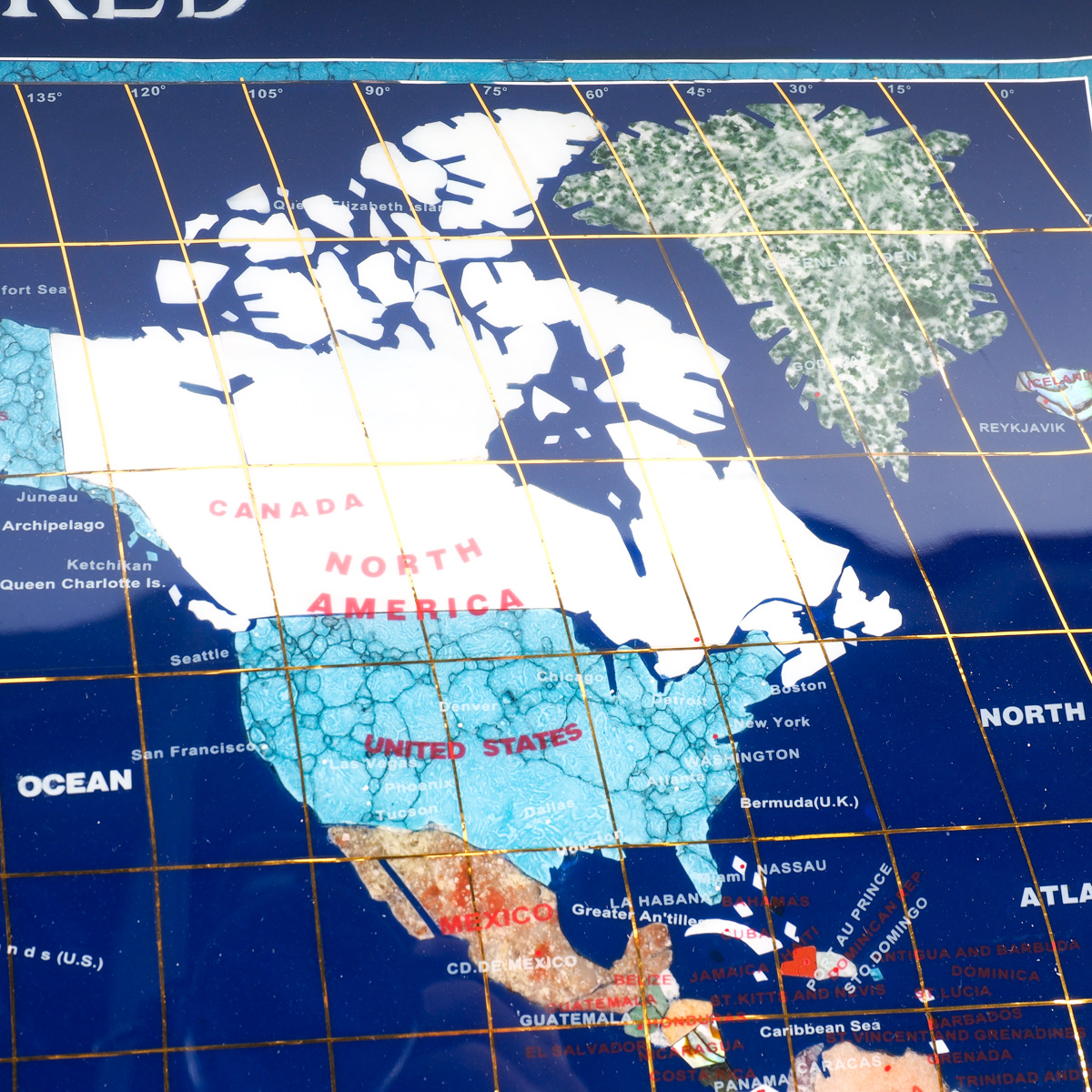 Inlaid Stone and Abalone Map Of the World