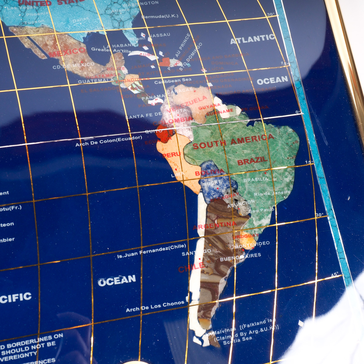 Inlaid Stone and Abalone Map Of the World